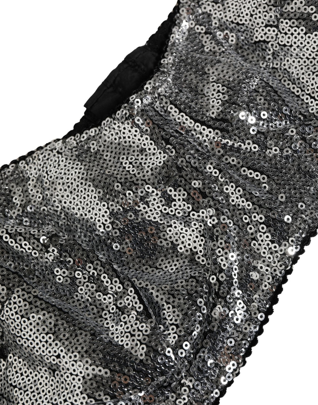 Dolce & Gabbana Silver Sequined Nyon Balconnet Bra Underwear