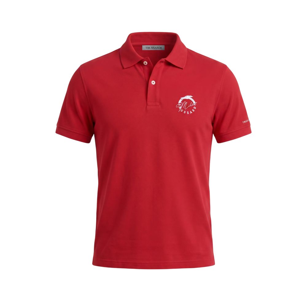 Trussardi Beachwear Red Cotton Men Polo Shirt