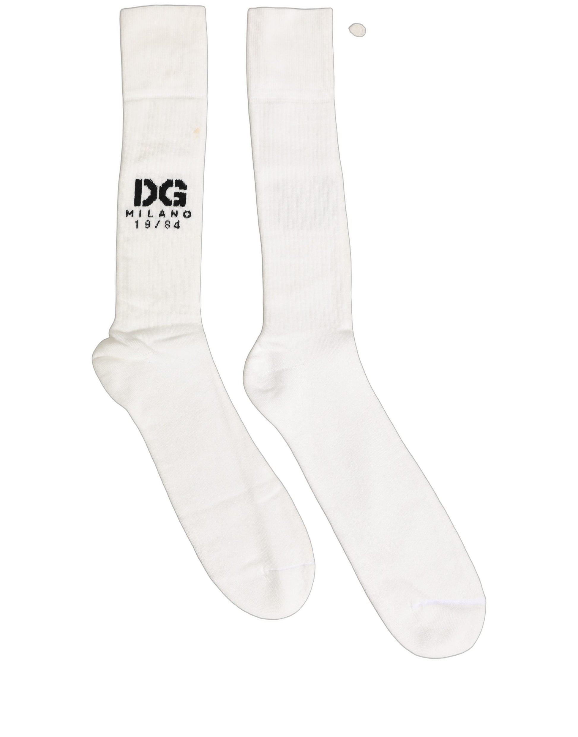 Dolce & Gabbana Men White Cotton Over The Calf Accessory Socks