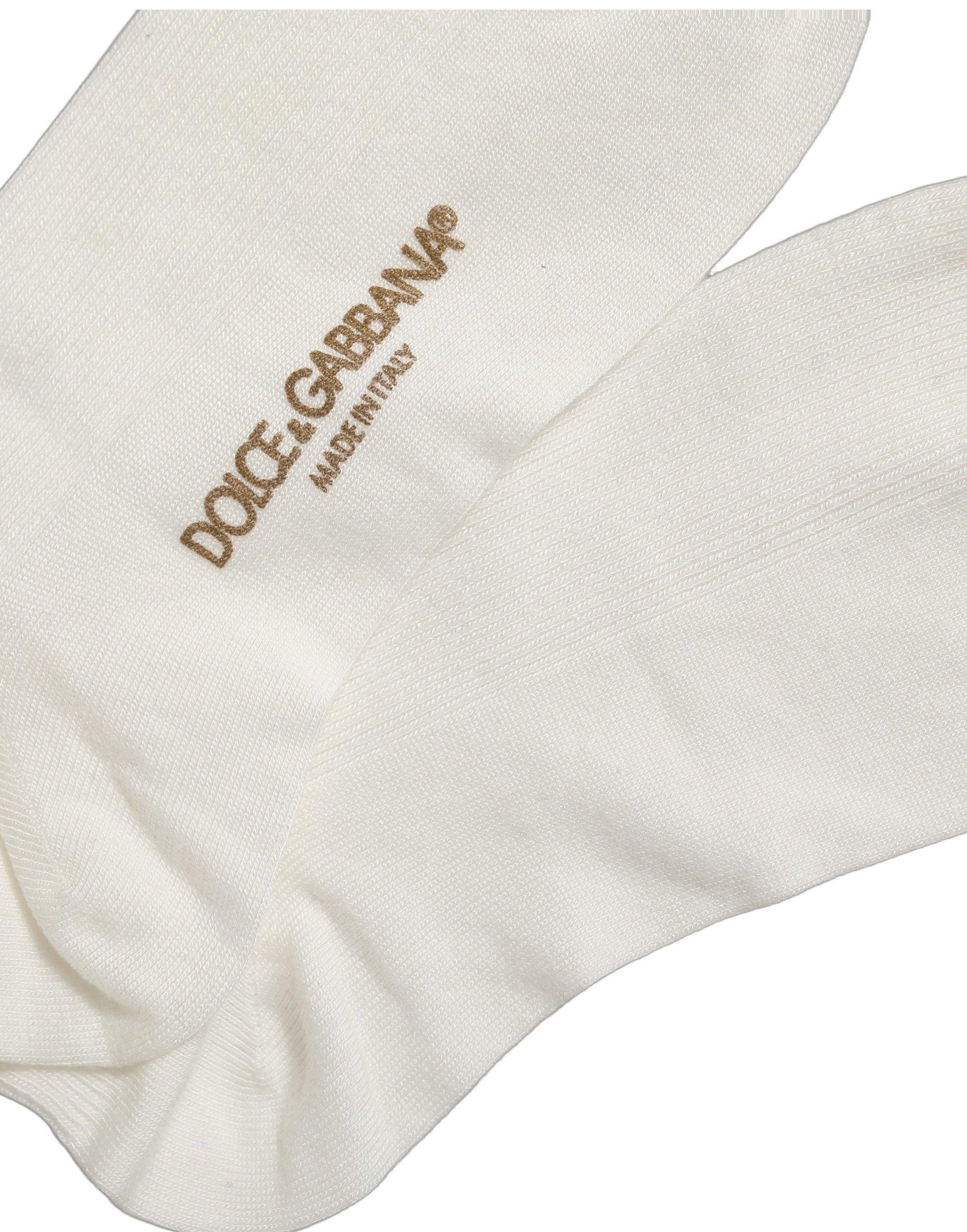 Dolce & Gabbana White Crown Embroidery Knee High Accessory Socks
