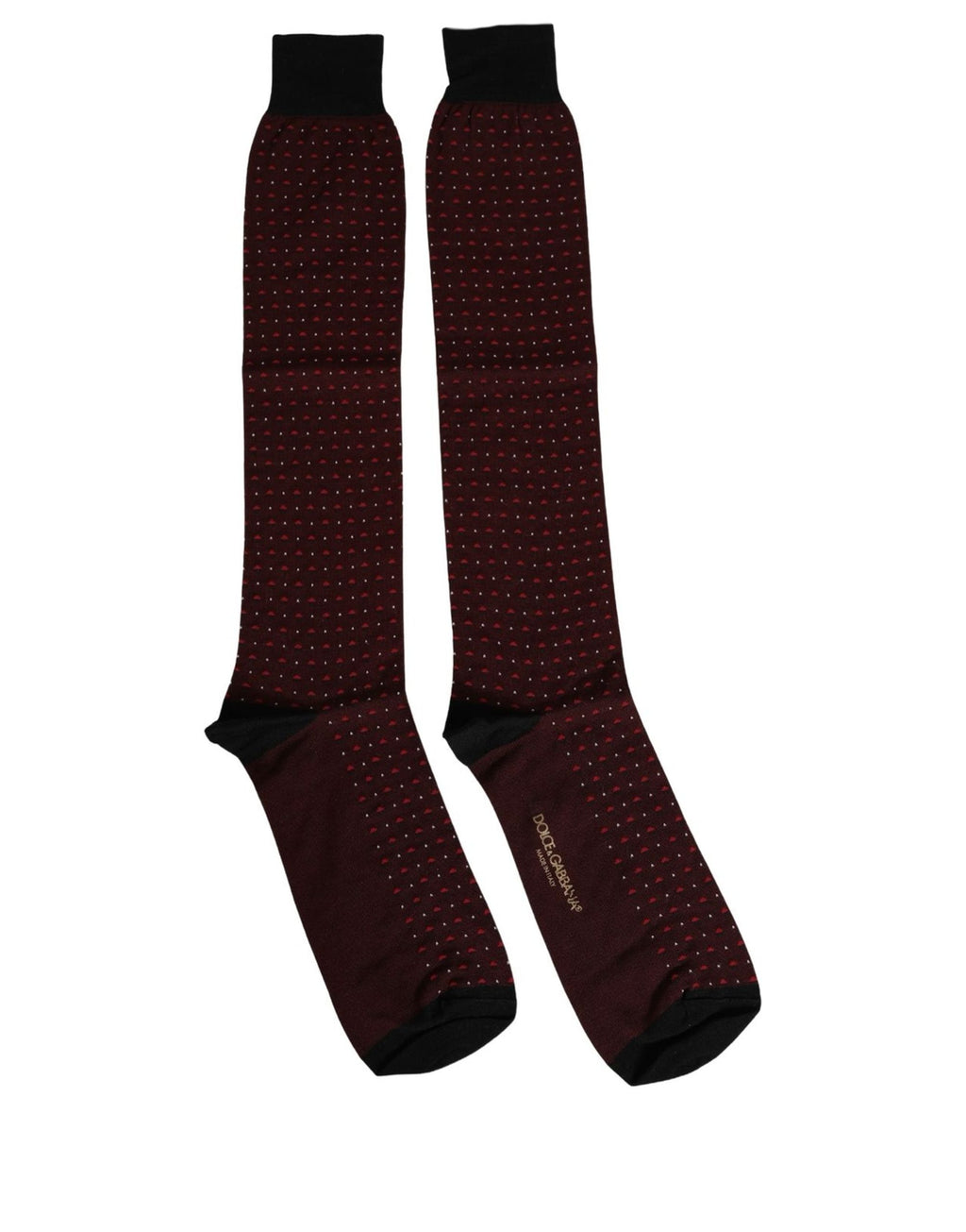 Dolce & Gabbana Burgundy Polka Dot Over The Calf Accessory Socks