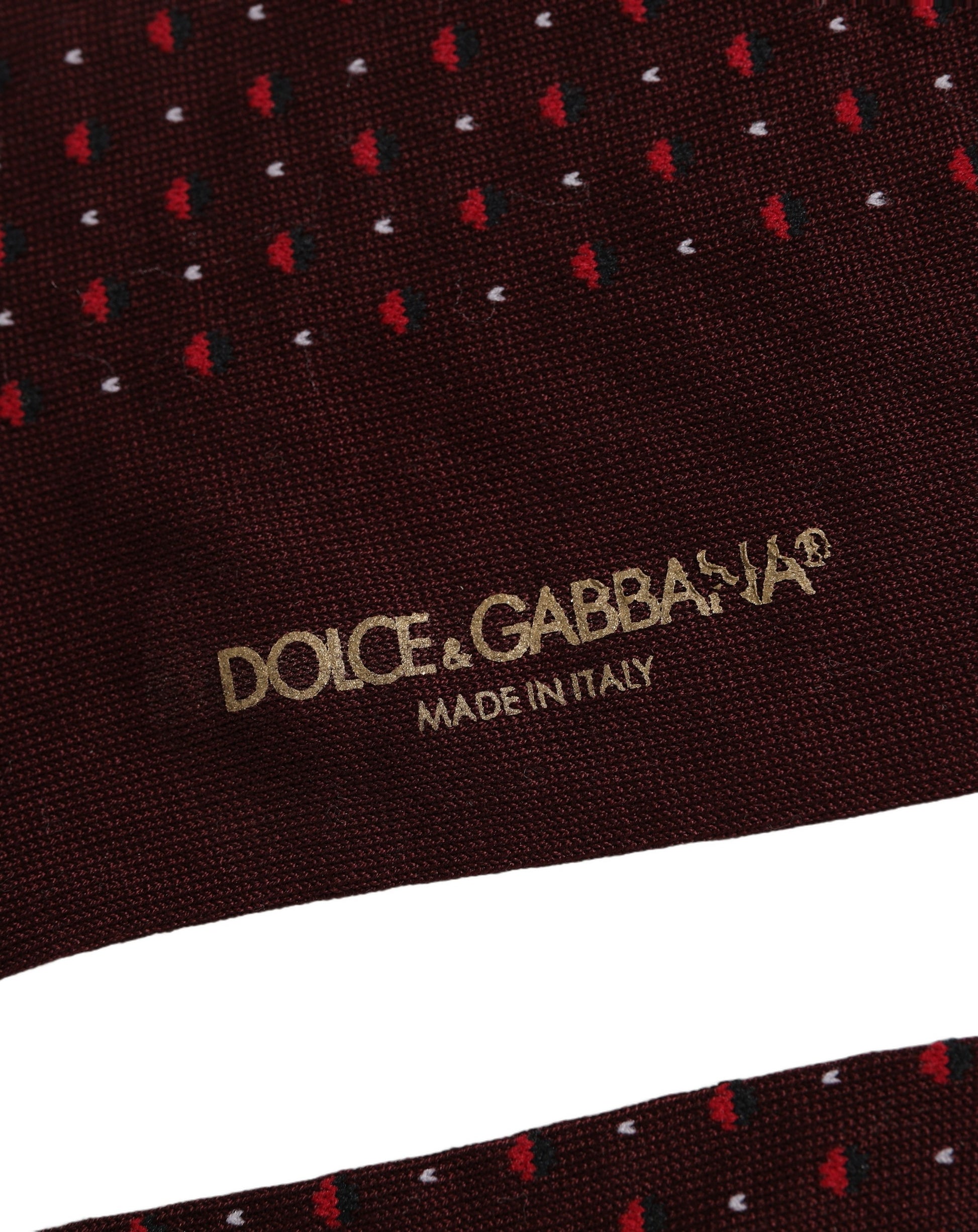 Dolce & Gabbana Burgundy Polka Dot Over The Calf Accessory Socks