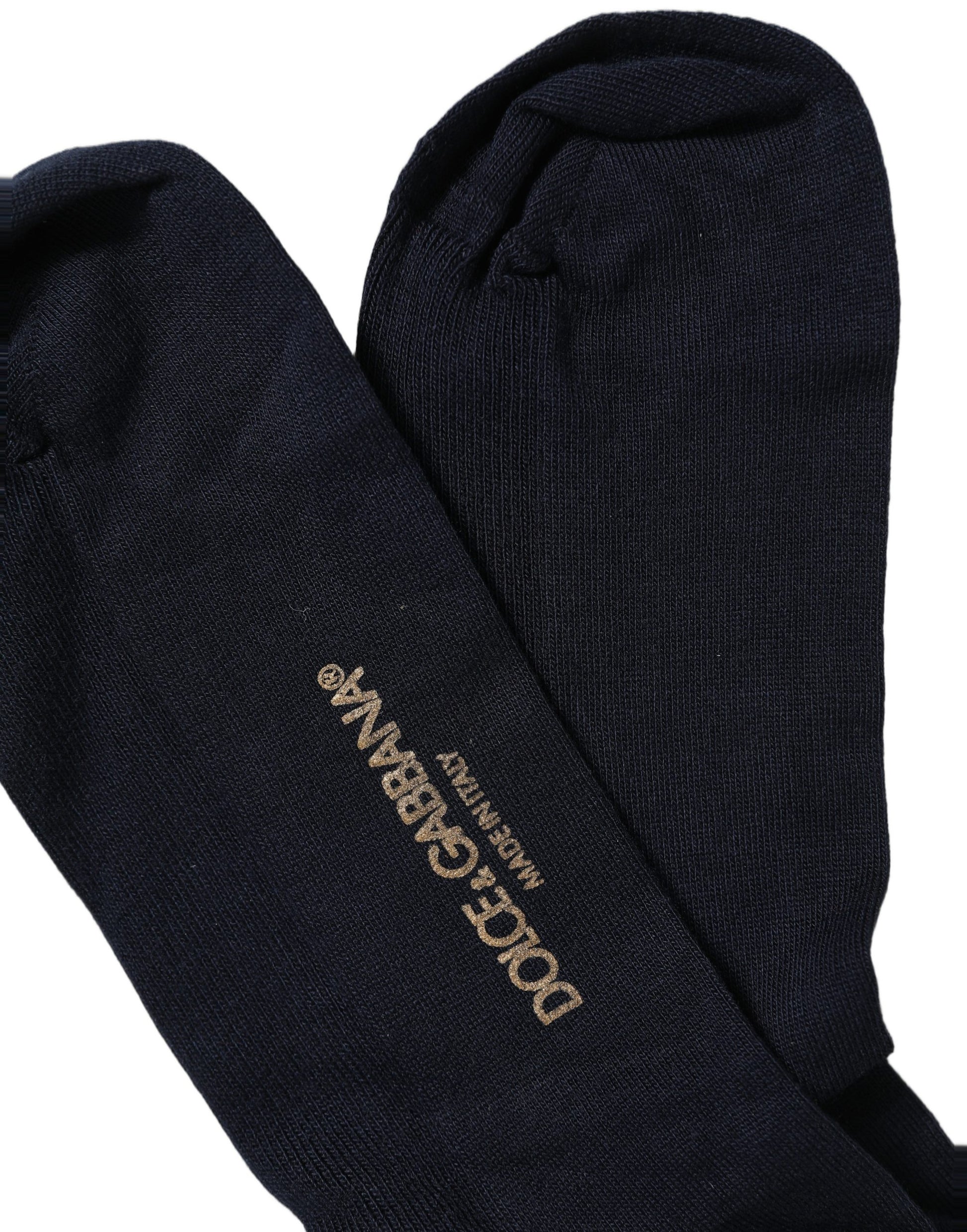 Dolce & Gabbana Men Dark Blue Viscose Over The Calf Accessory Socks