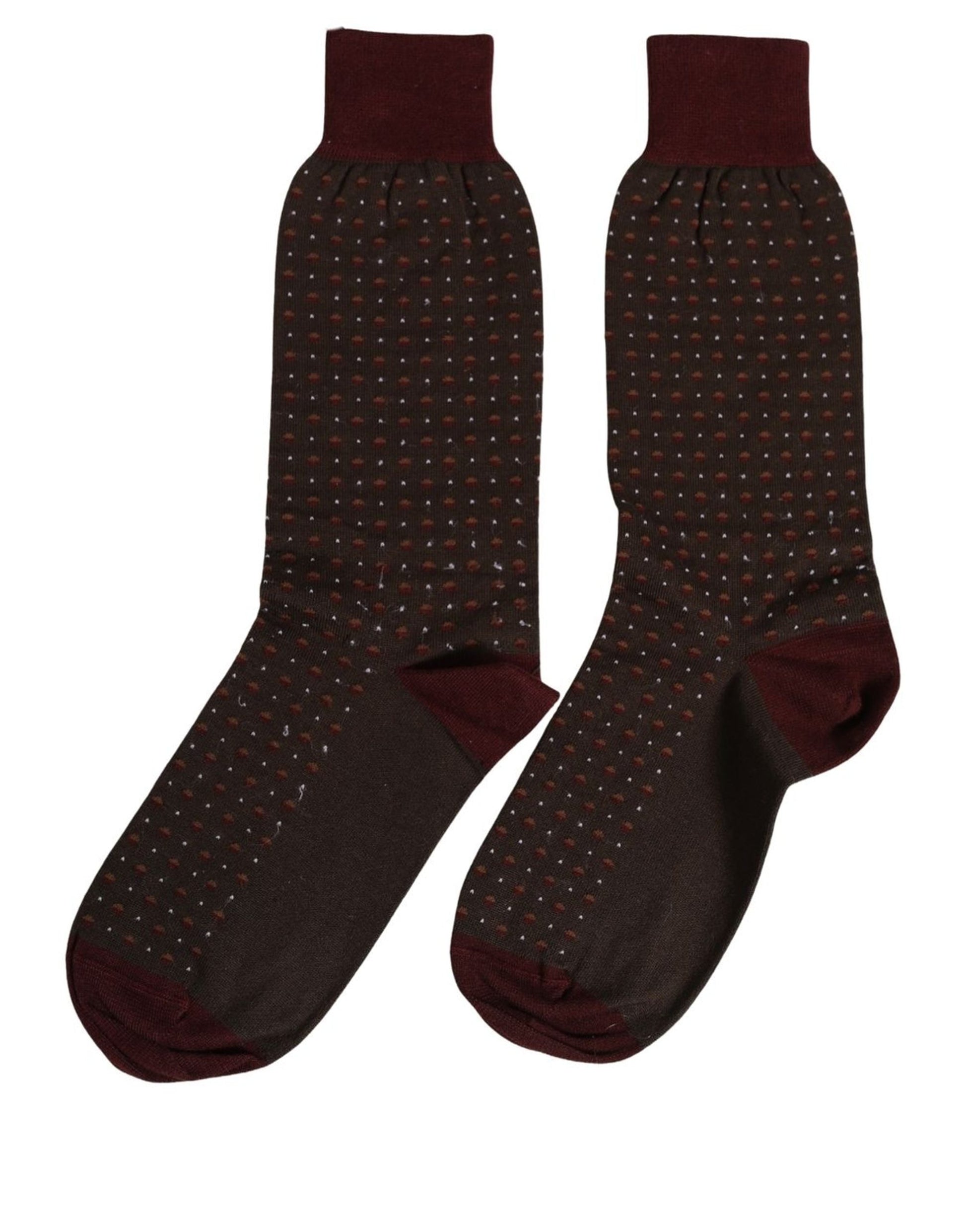 Dolce & Gabbana Maroon Dotted Wool Over The Calf Accessory Socks