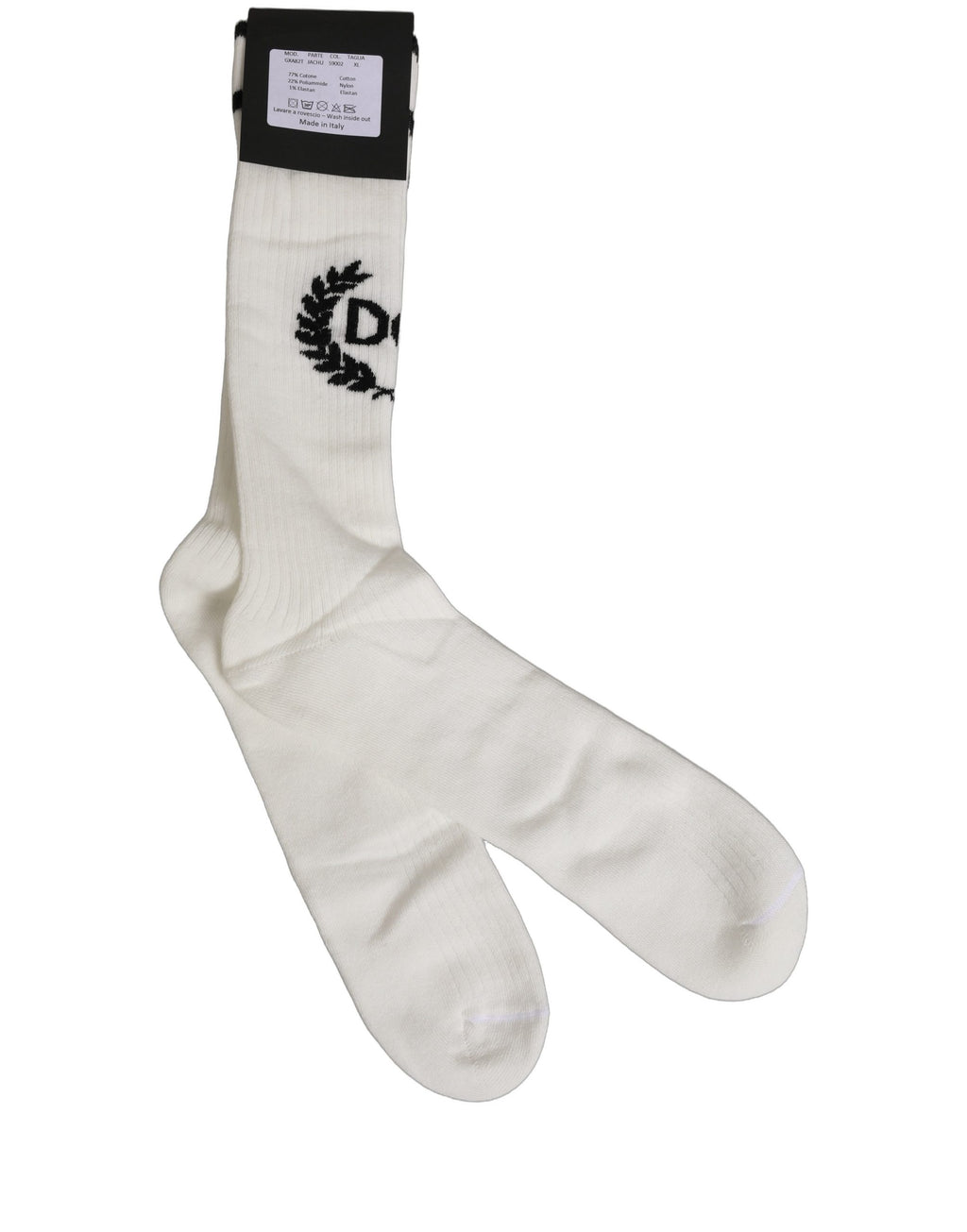 Dolce & Gabbana White Cotton DG Logo Mid Calf Accessory Socks