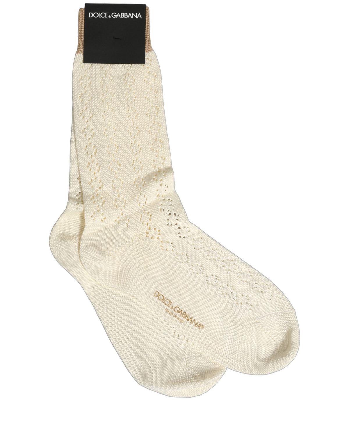 Chaussettes mi-mollet Dolce & Gabbana en maille de coton blanc cassé