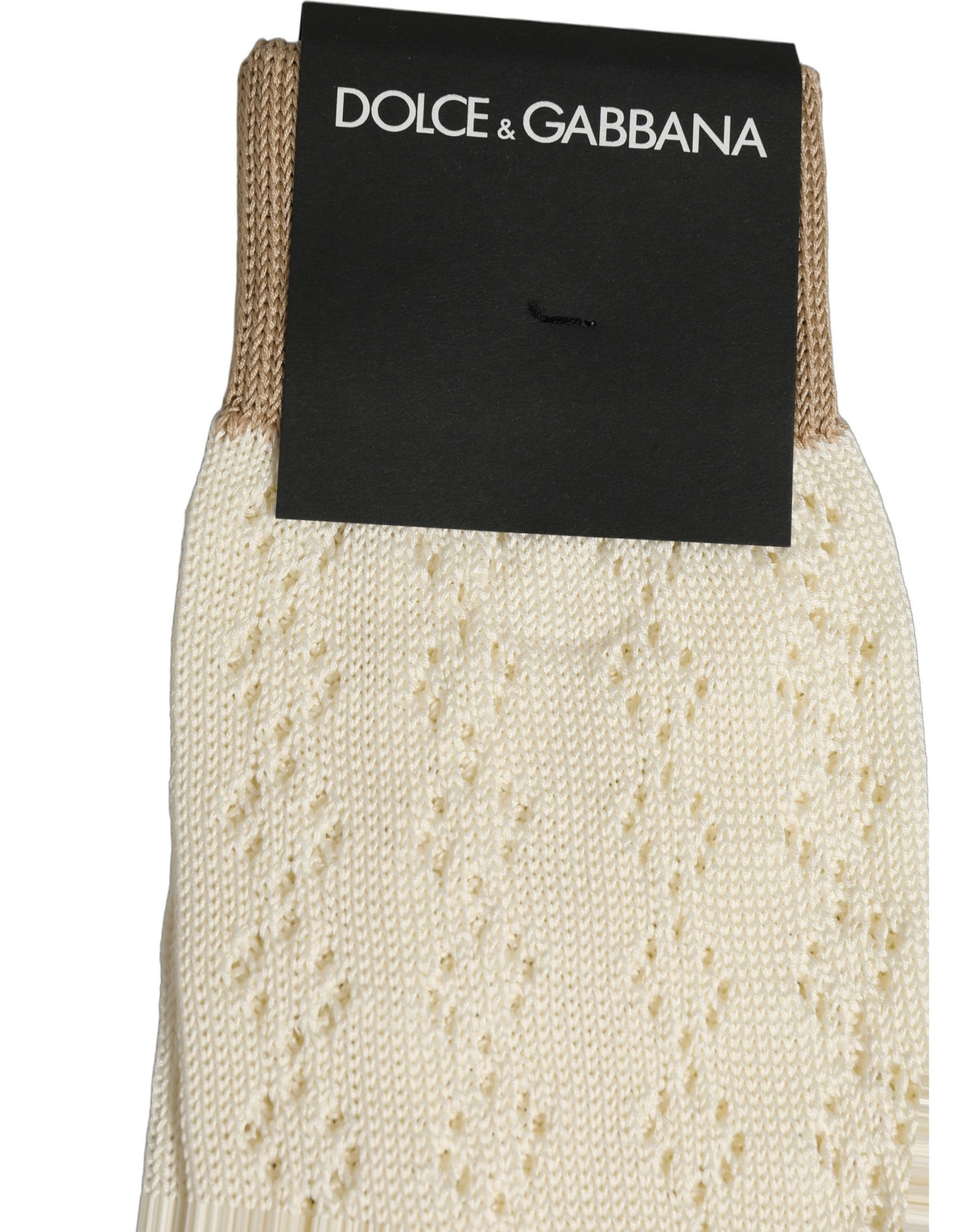 Chaussettes mi-mollet Dolce & Gabbana en maille de coton blanc cassé