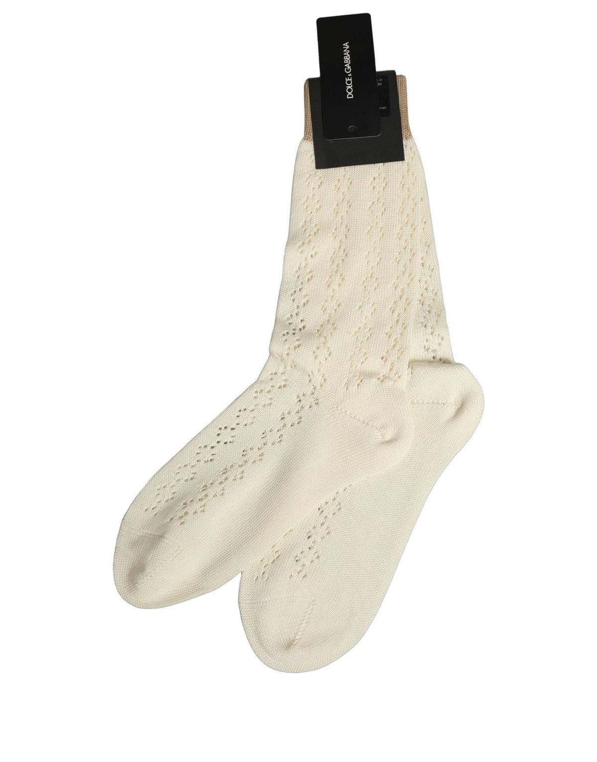 Chaussettes mi-mollet Dolce & Gabbana en maille de coton blanc cassé