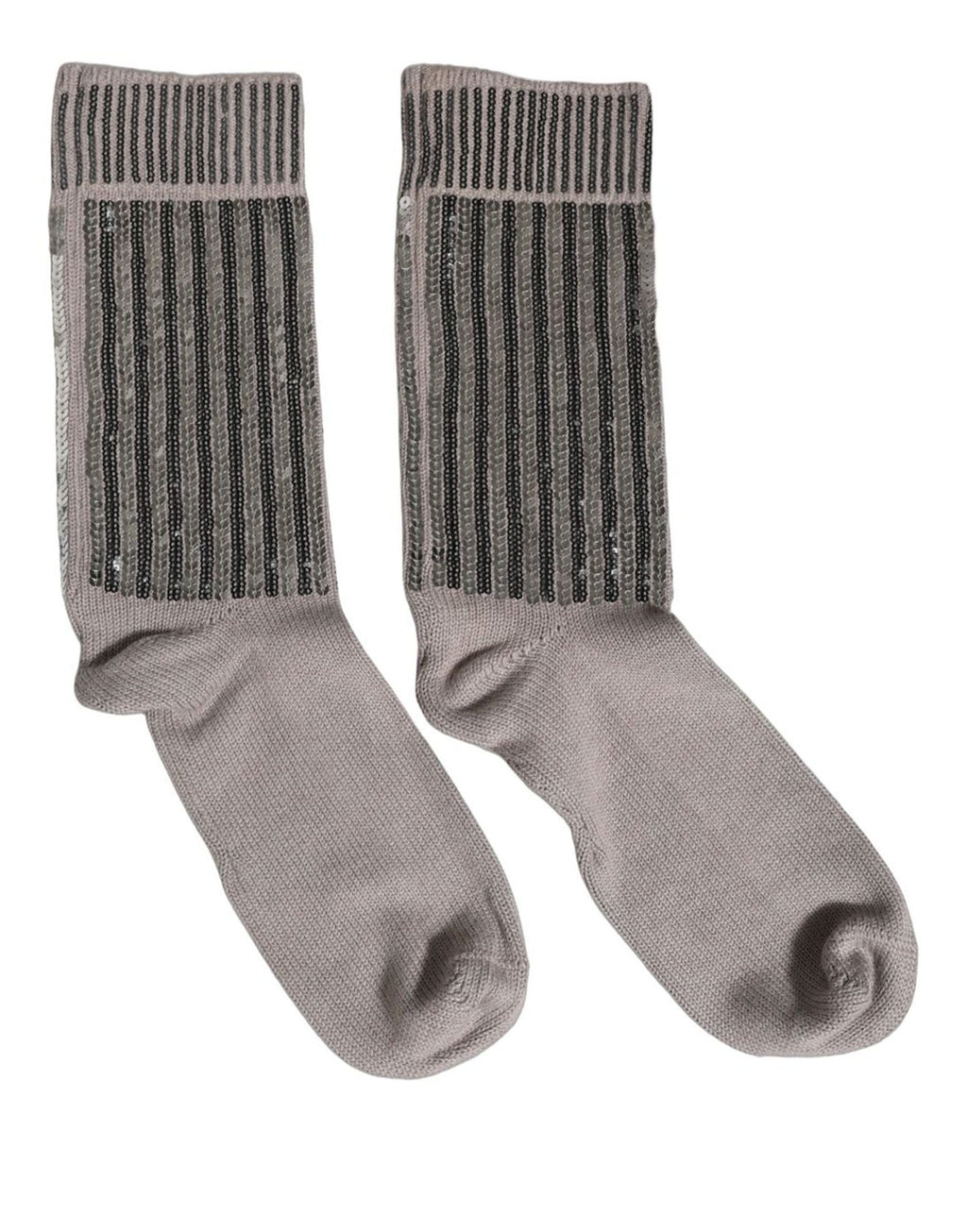 Chaussettes mi-mollet Dolce & Gabbana en tricot de coton gris à sequins