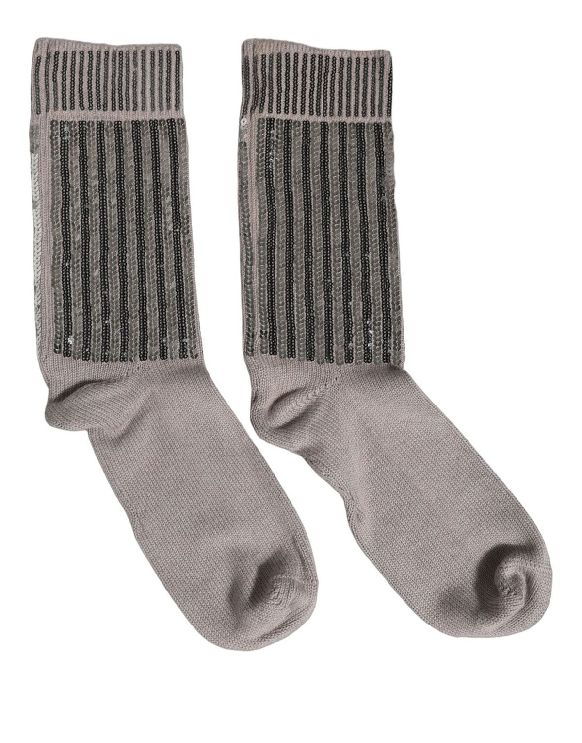 Chaussettes mi-mollet Dolce & Gabbana en tricot de coton gris à sequins