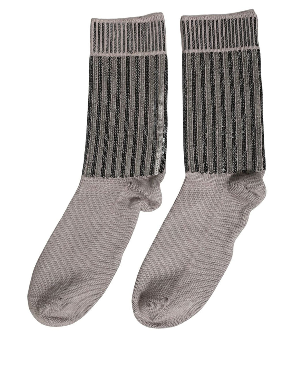 Chaussettes mi-mollet Dolce & Gabbana en tricot de coton gris à sequins