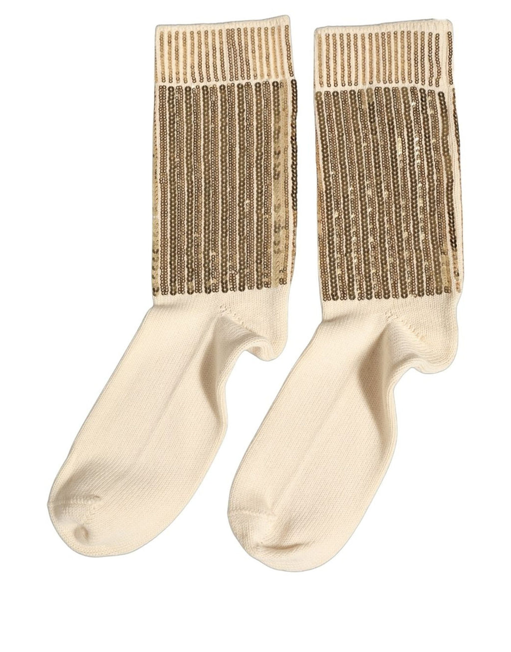 Dolce & Gabbana Off-White Socken Mit Pailletten Und Baumwolle In Halber Wadenlänge