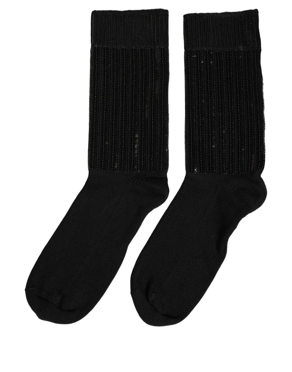 Dolce & Gabbana Black Sequin Cotton Knit Mid Calf Accessory Socks