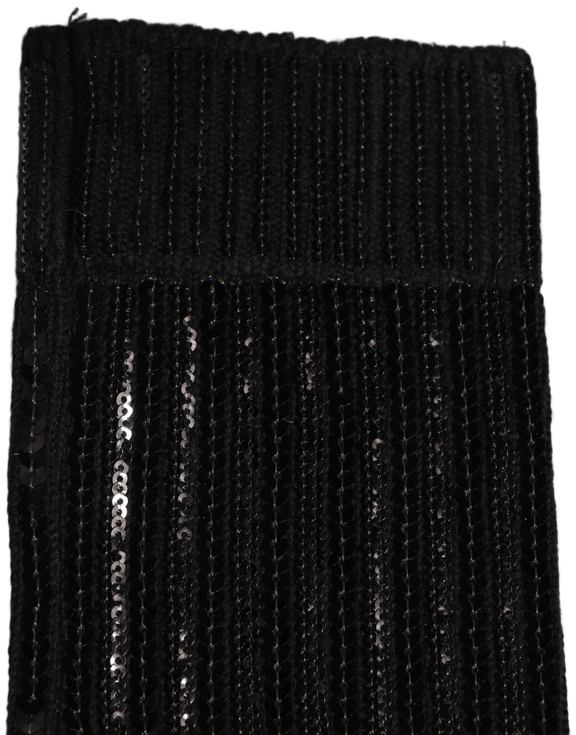 Dolce & Gabbana Black Sequin Cotton Knit Mid Calf Accessory Socks
