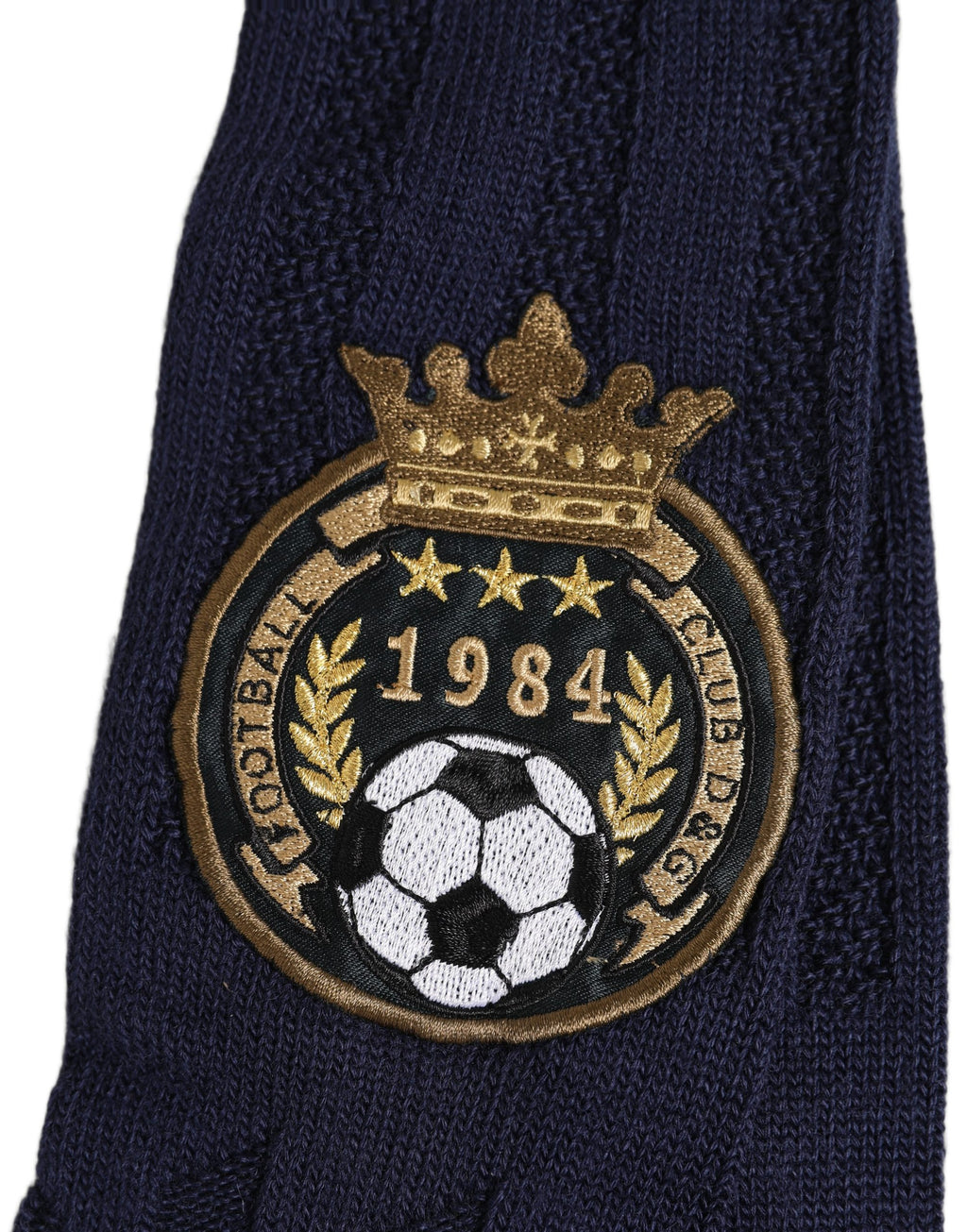 Dolce & Gabbana Navy Blue Wool Crest Logo Knee High Accessory Socks