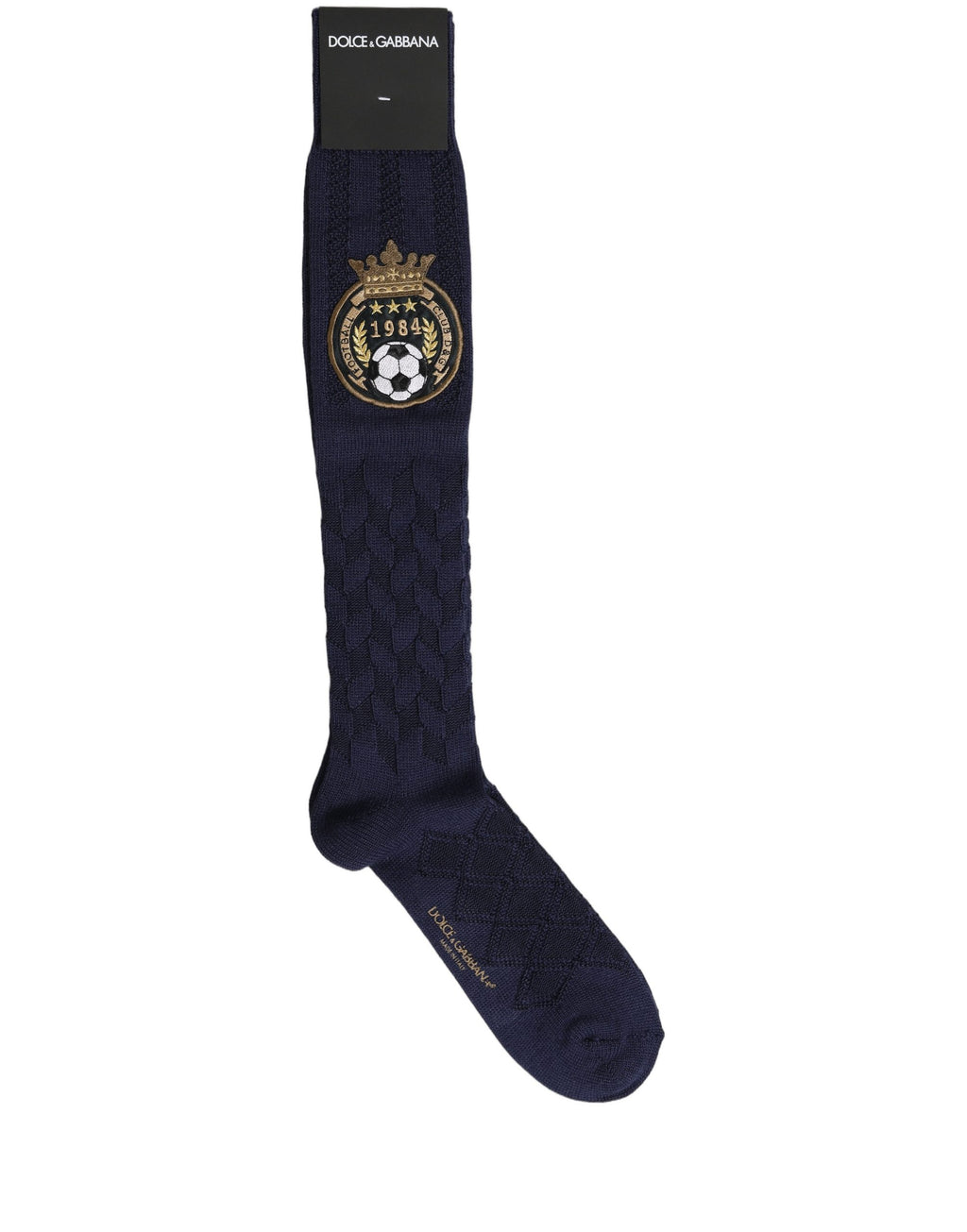 Dolce & Gabbana Kniestrümpfe aus marineblauer Wolle mit Wappenlogo