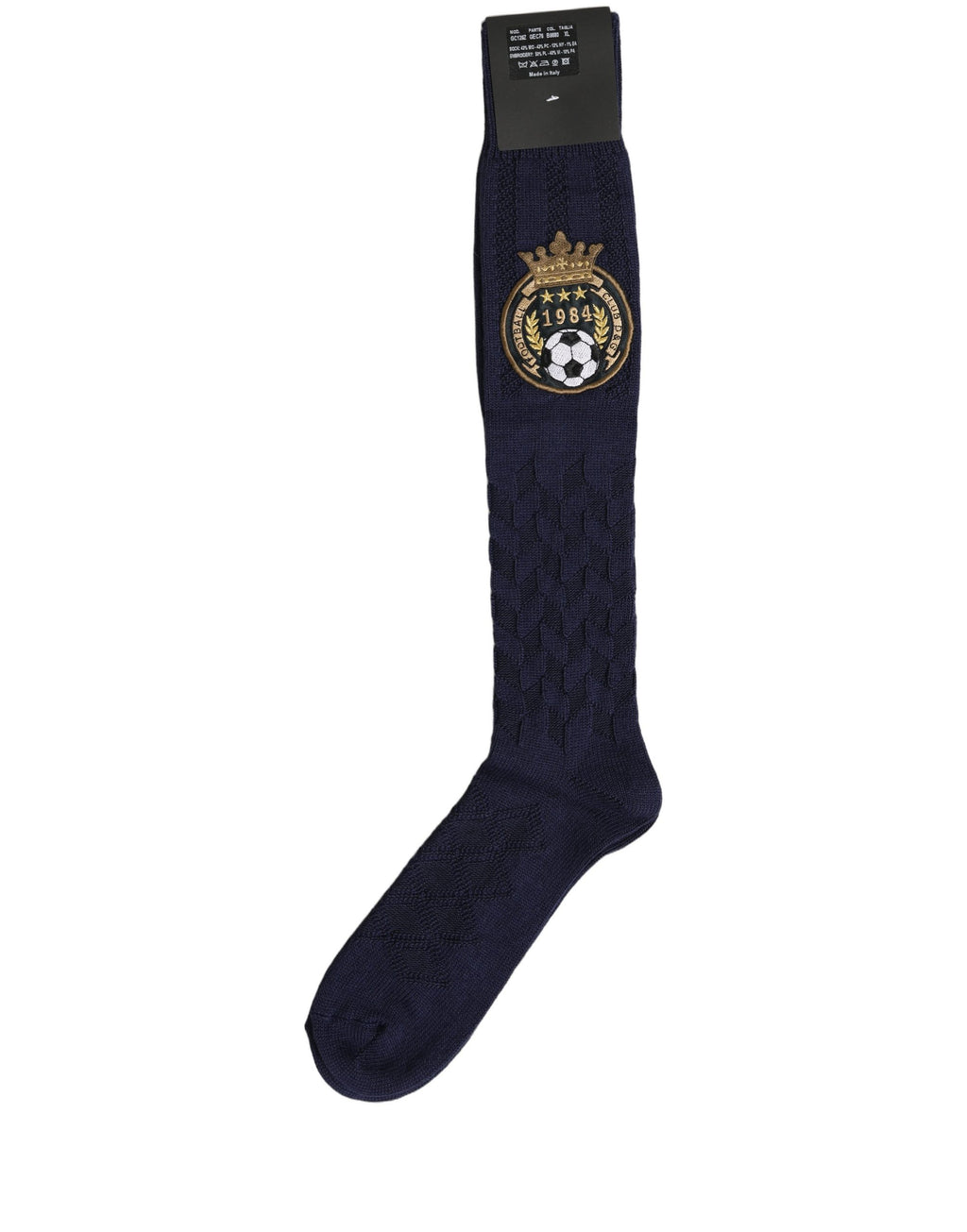 Dolce & Gabbana Kniestrümpfe aus marineblauer Wolle mit Wappenlogo