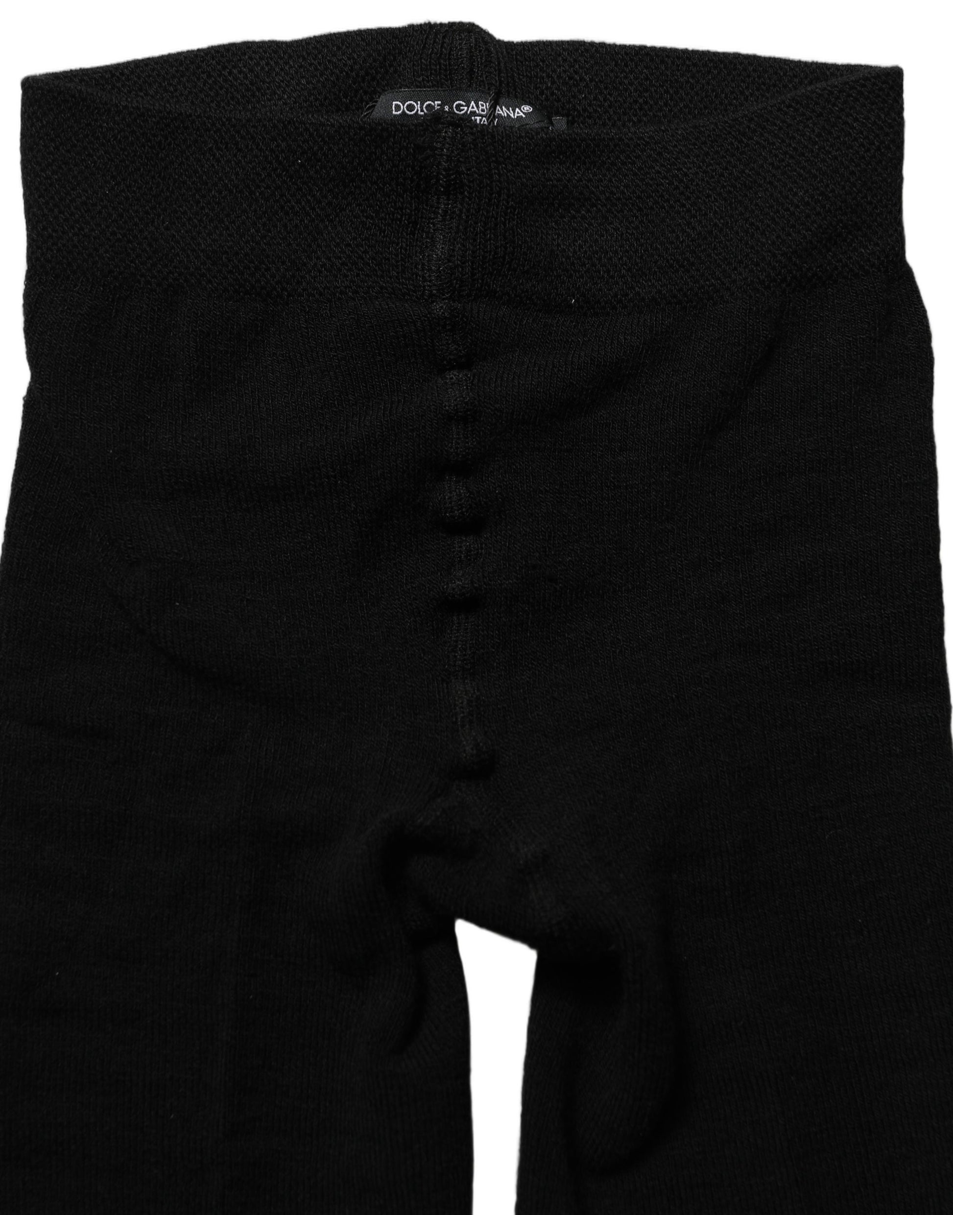 Dolce & Gabbana Black Wool Stretch Tights Stocking Accessory Socks