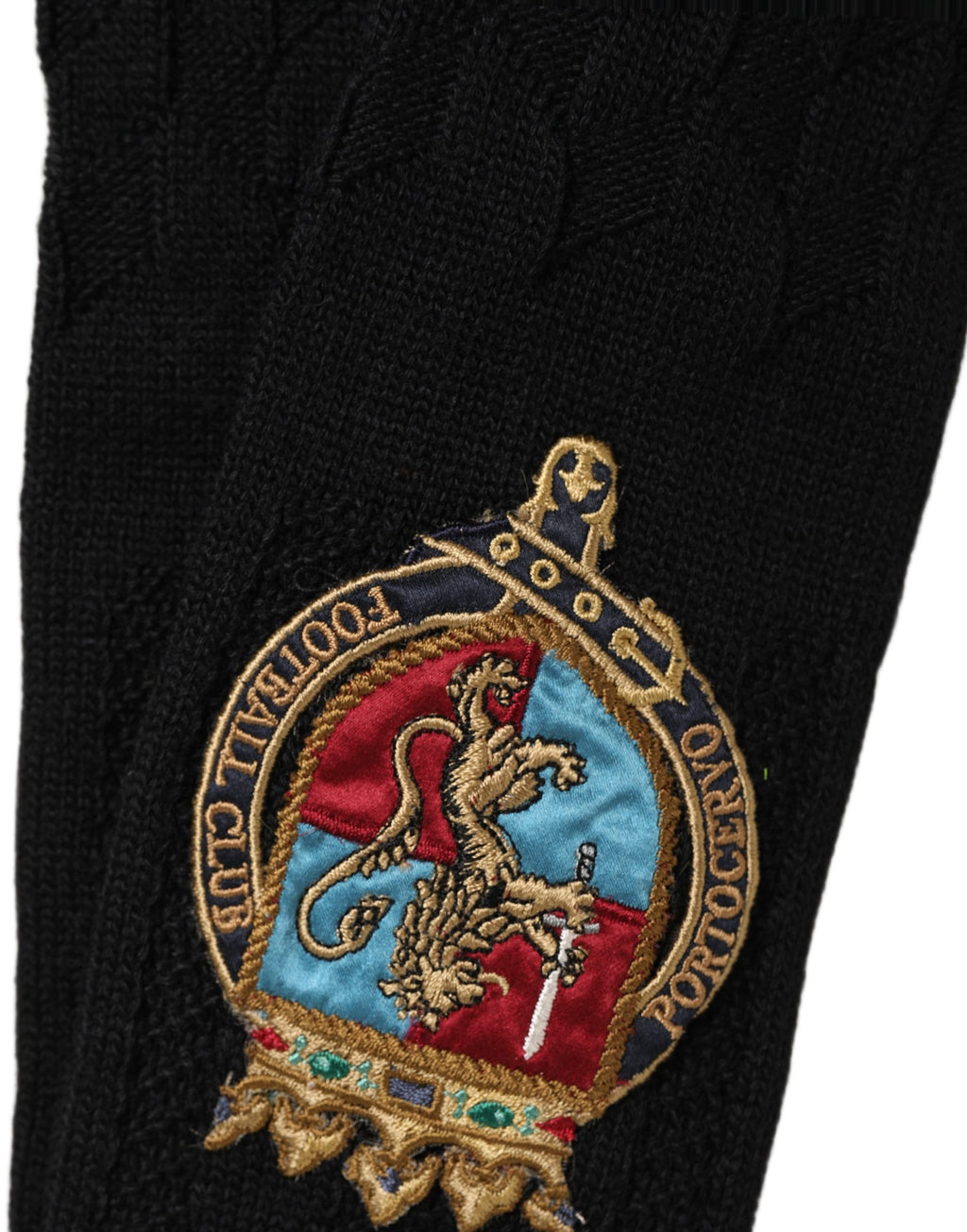Dolce & Gabbana Herren Kniestrümpfe aus schwarzer Wolle mit Wappen-Logo