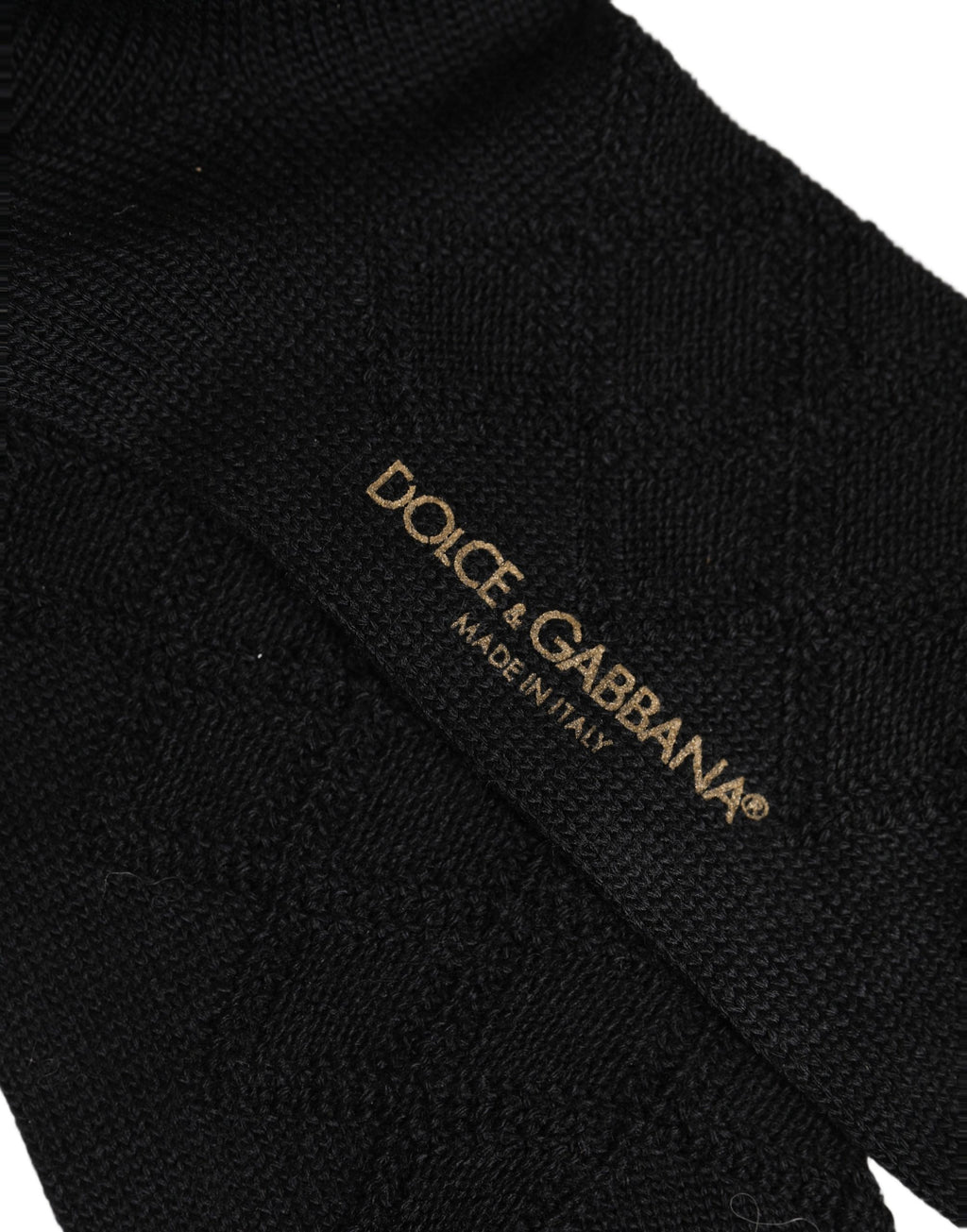 Dolce & Gabbana Herren Kniestrümpfe aus schwarzer Wolle mit Wappen-Logo