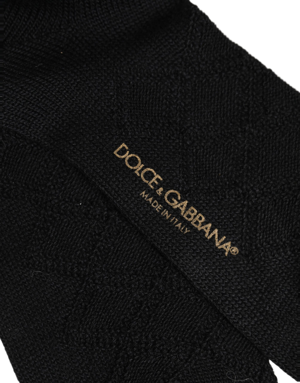 Dolce & Gabbana Herren Kniestrümpfe aus schwarzer Wolle mit Wappen-Logo