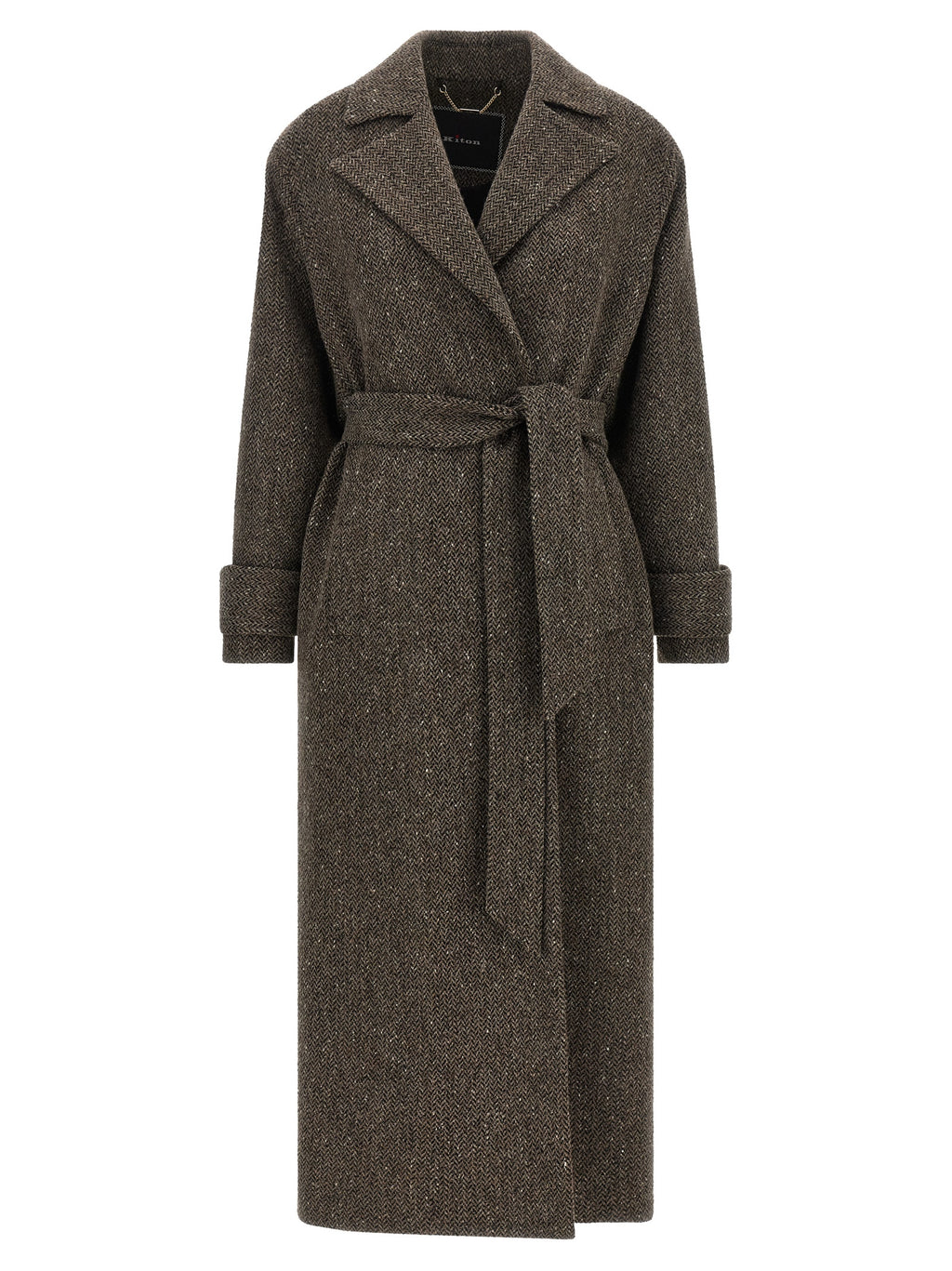 Kiton Brauner Mantel aus Schurwolle