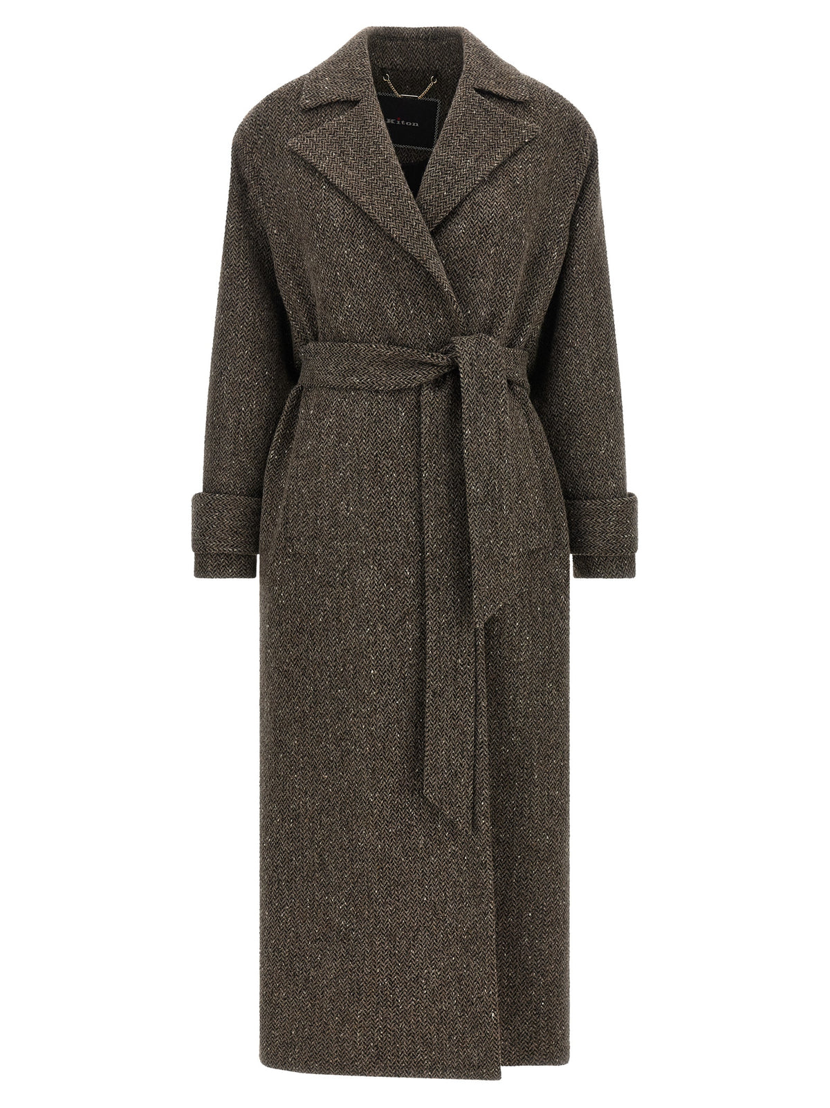 Kiton Brauner Mantel aus Schurwolle
