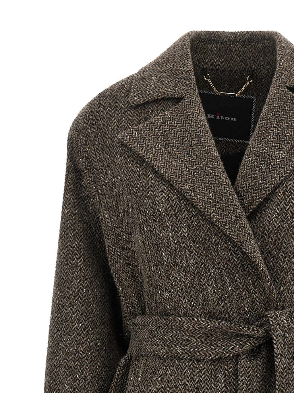 Kiton Brauner Mantel aus Schurwolle