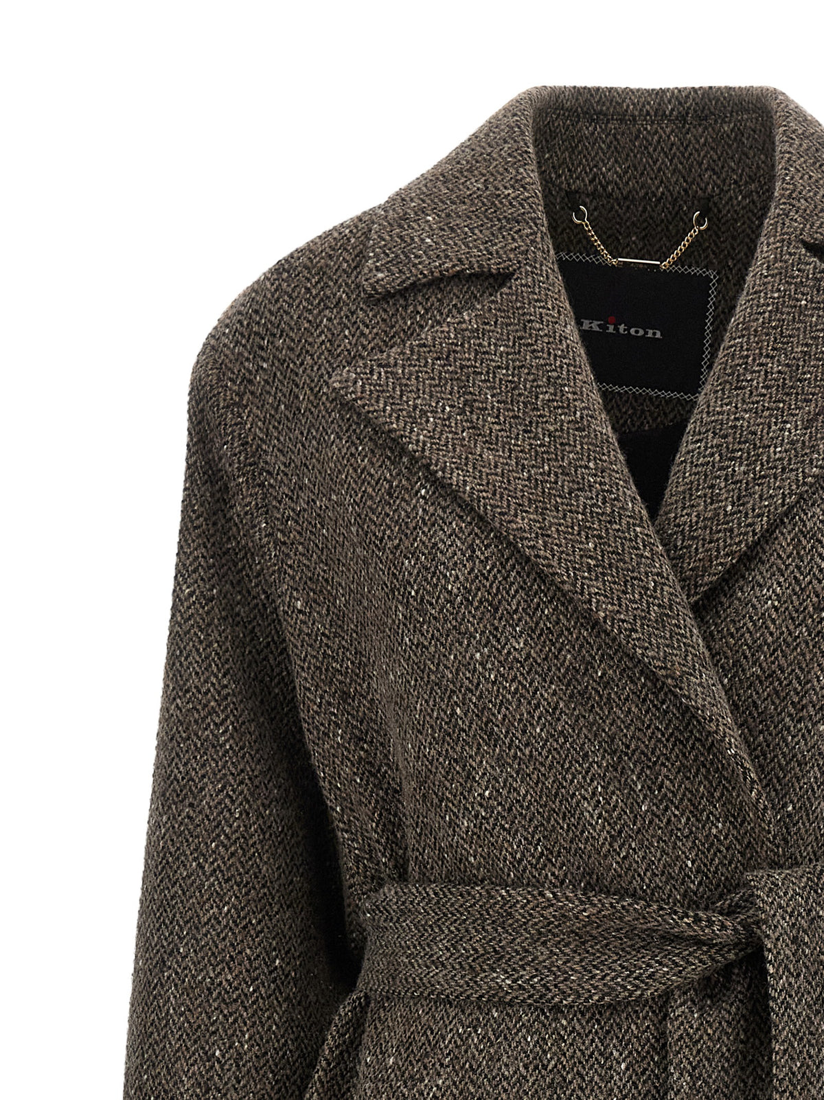 Kiton Brauner Mantel aus Schurwolle