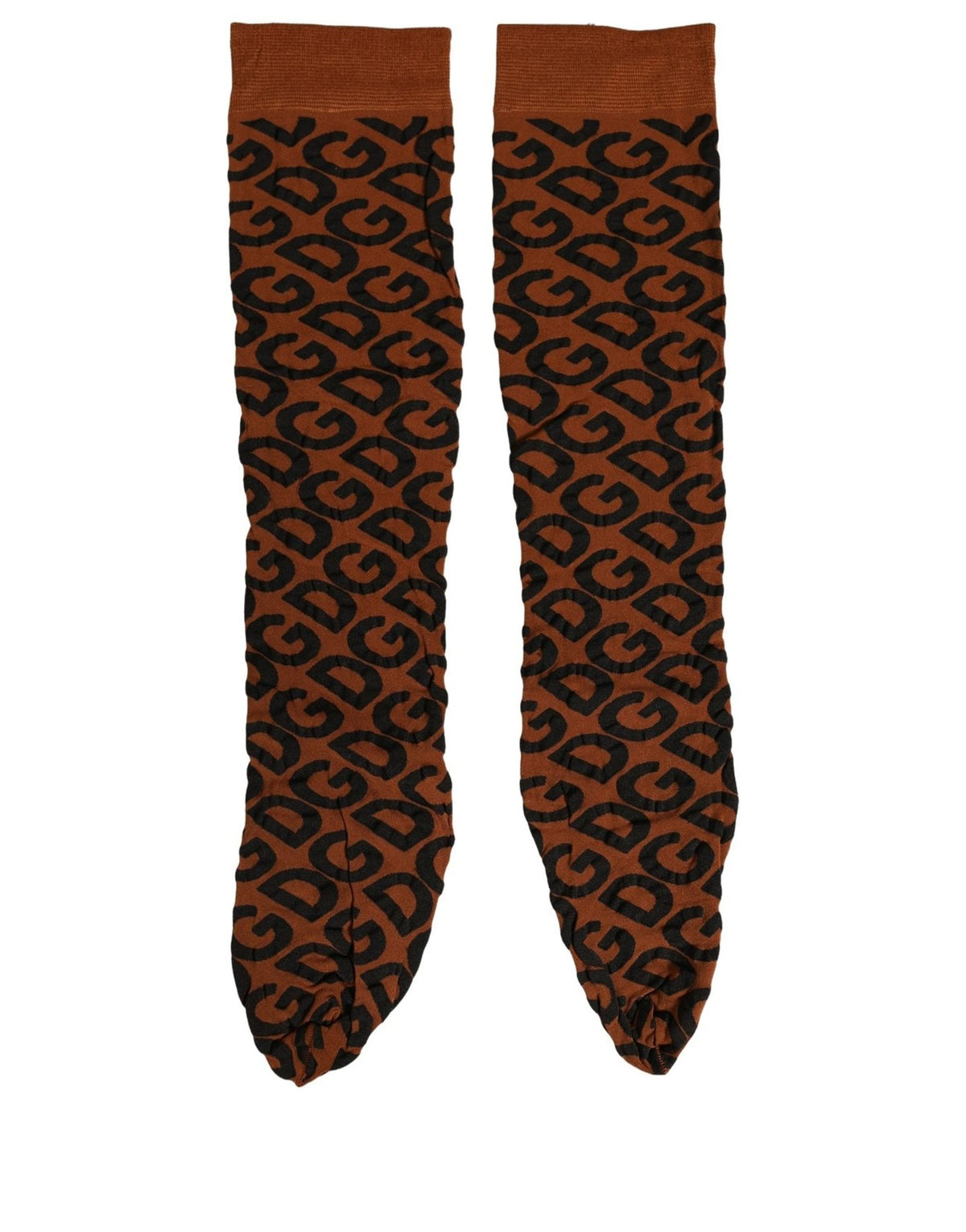 Chaussettes mi-mollet Dolce & Gabbana en nylon marron et noir avec logo DG