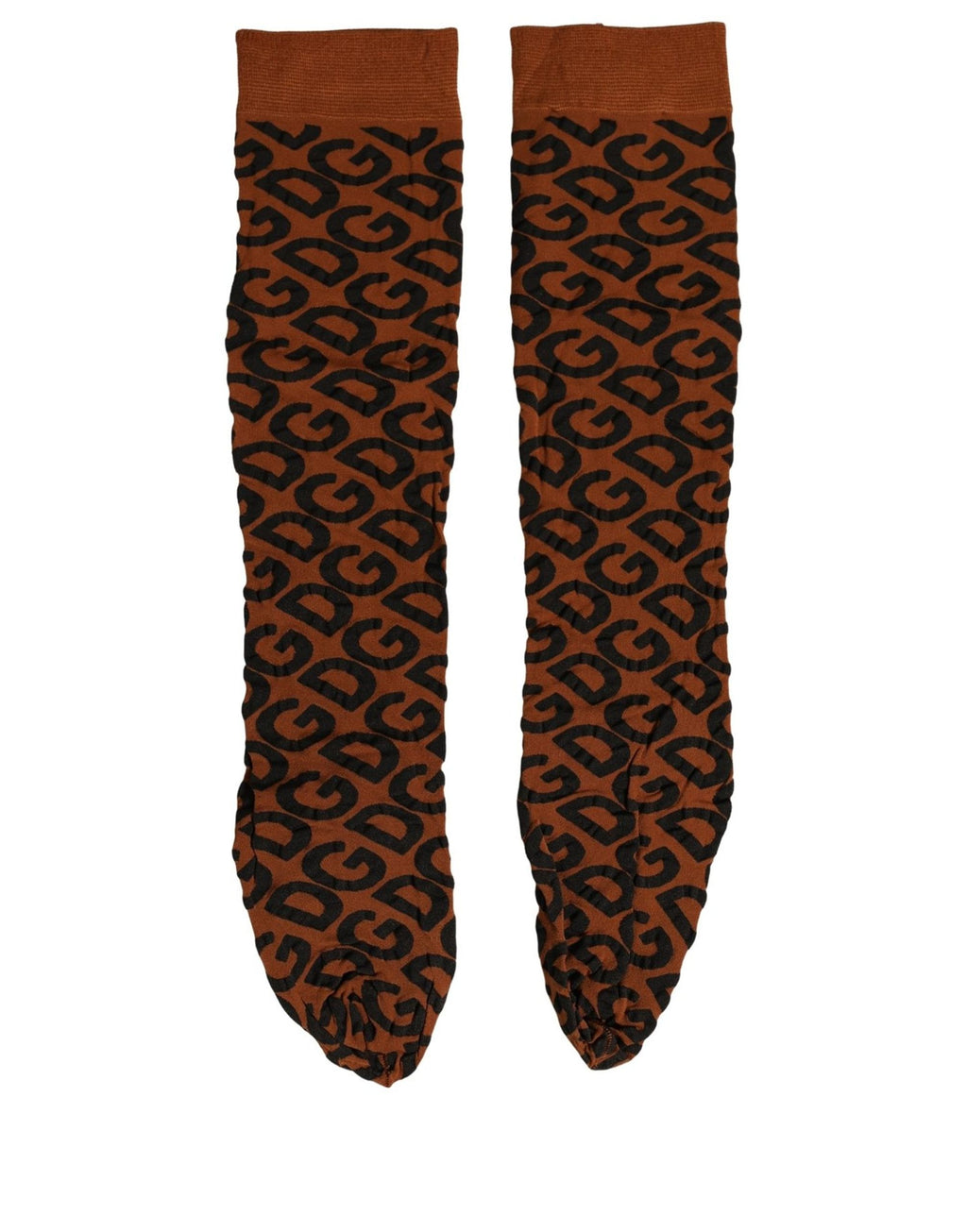 Chaussettes mi-mollet Dolce & Gabbana en nylon marron et noir avec logo DG
