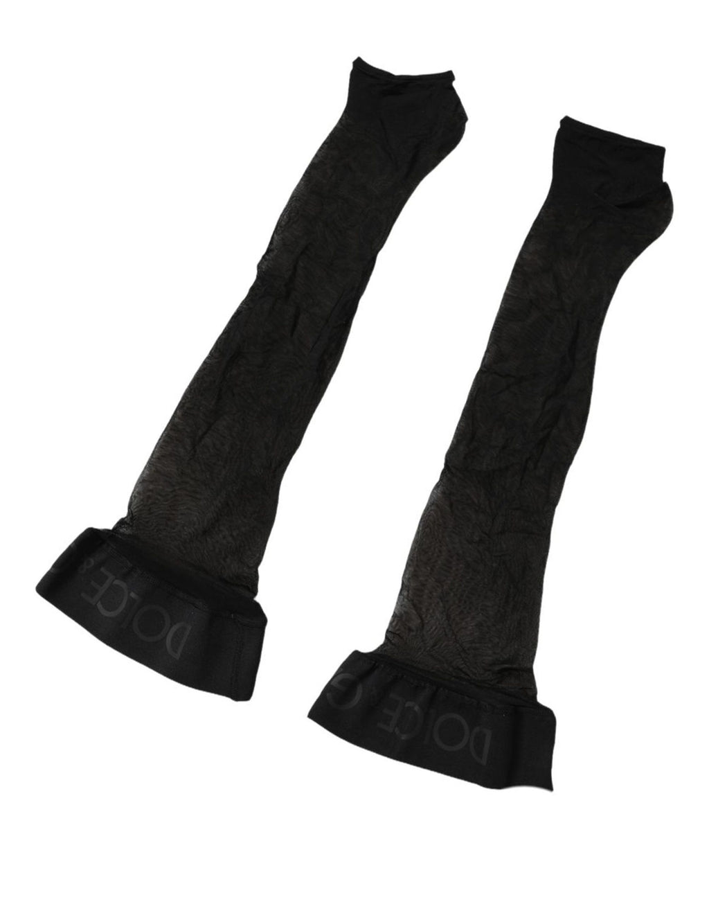 Dolce & Gabbana Schwarze Nylon Logo Wadenlange Damen Accessoire Socken