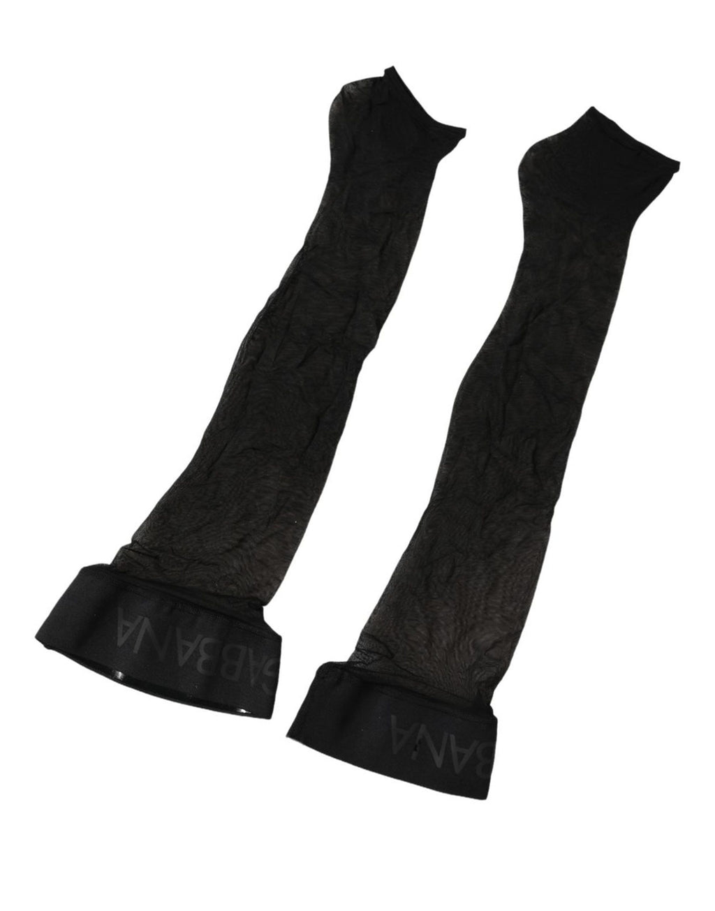 Dolce & Gabbana Schwarze Nylon Logo Wadenlange Damen Accessoire Socken