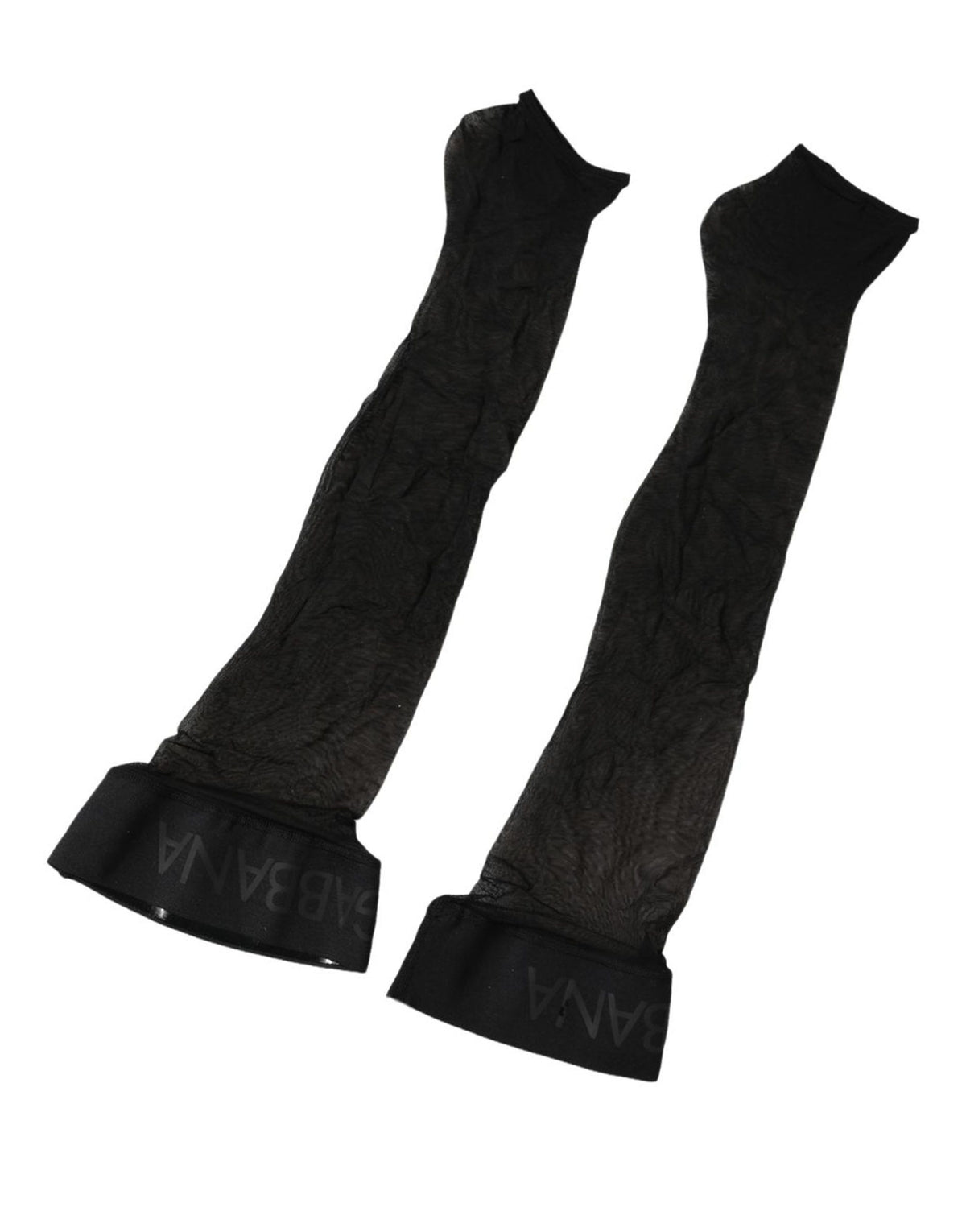 Dolce & Gabbana Schwarze Nylon Logo Wadenlange Damen Accessoire Socken