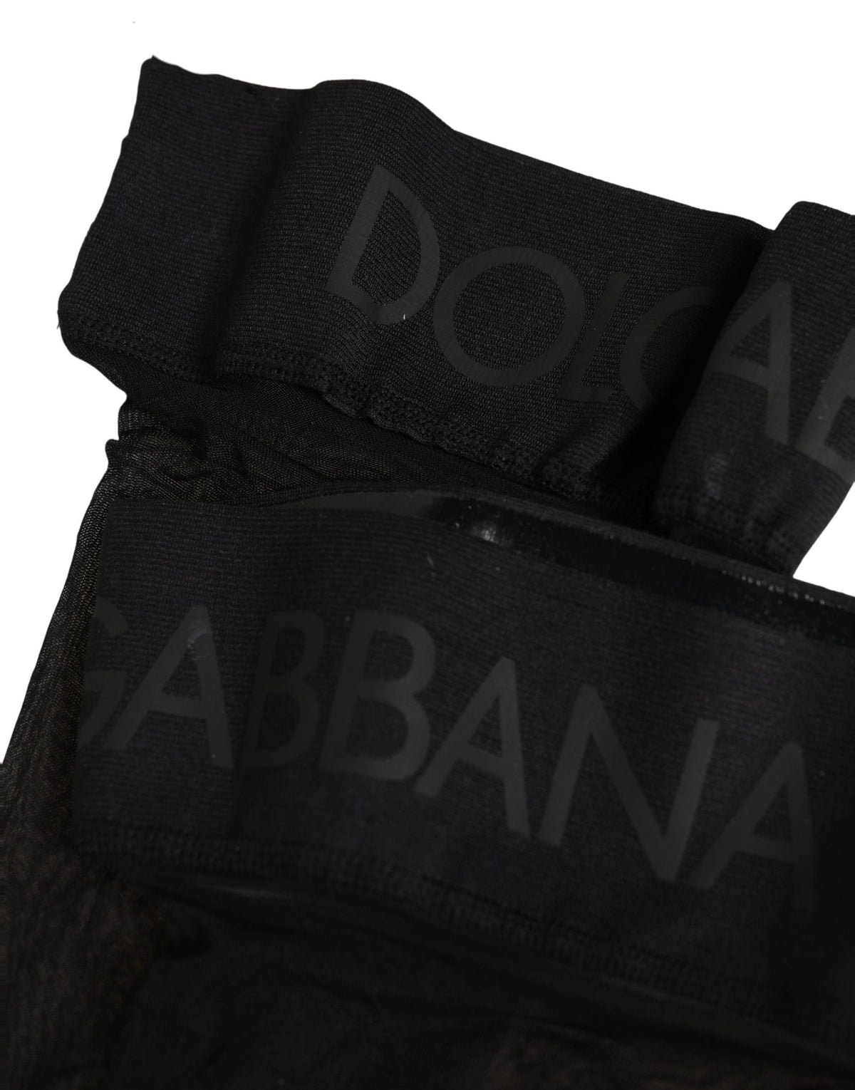 Dolce & Gabbana Schwarze Nylon Logo Wadenlange Damen Accessoire Socken