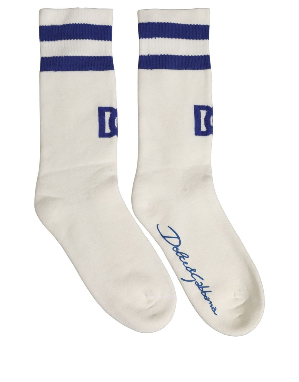 Dolce & Gabbana Weiße Blaue Baumwoll-Logo Socken für Damen