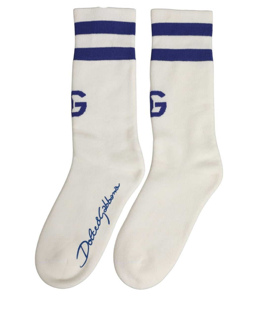 Dolce & Gabbana Weiße Blaue Baumwoll-Logo Socken für Damen