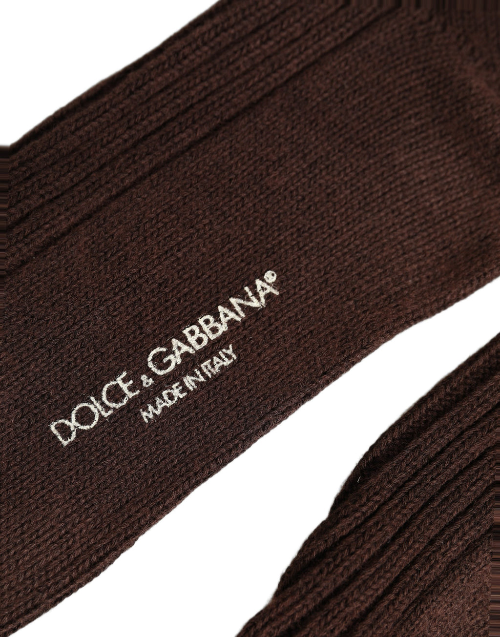 Dolce & Gabbana Dunkelbraune Woll-Socken mit DG Logo, wadenhoch