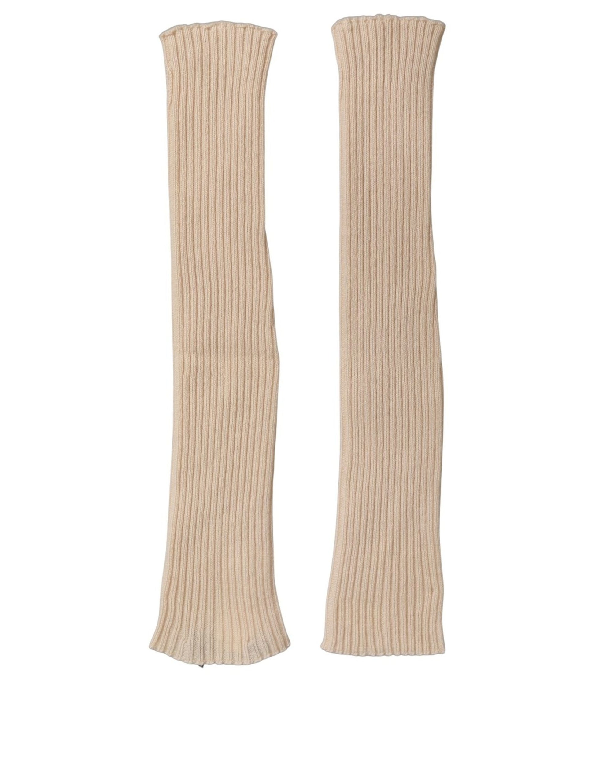 Dolce & Gabbana Camel Brown Cashmere Knit Arm Warmer Gloves