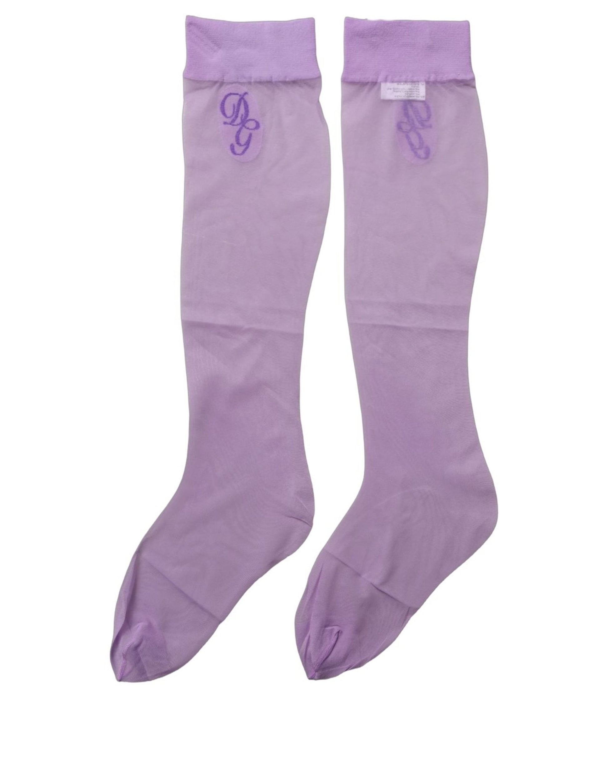 Dolce & Gabbana Purple Knee High Sheer Nylon Accessory Socks
