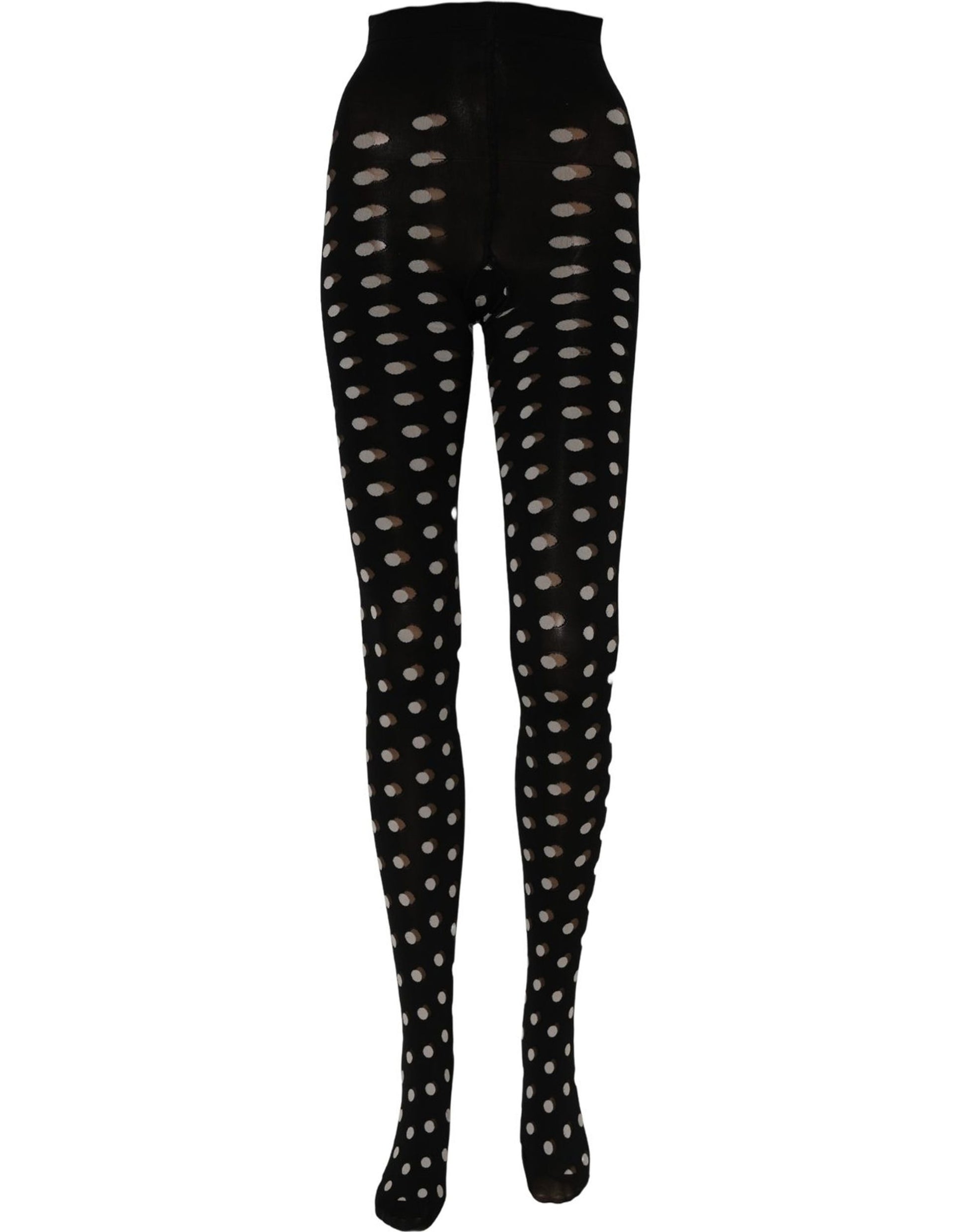 Dolce & Gabbana Black Polka Dot Fishnet Pantyhose Stockings Socks
