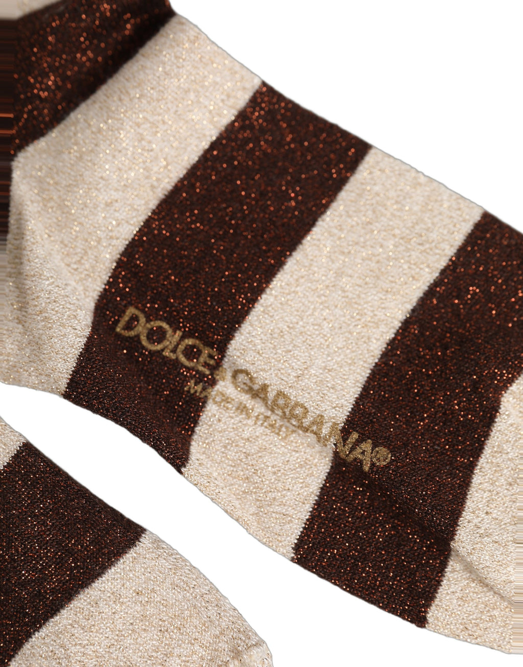 Dolce & Gabbana Brown Beige Stripes Mid Calf Accessory Socks
