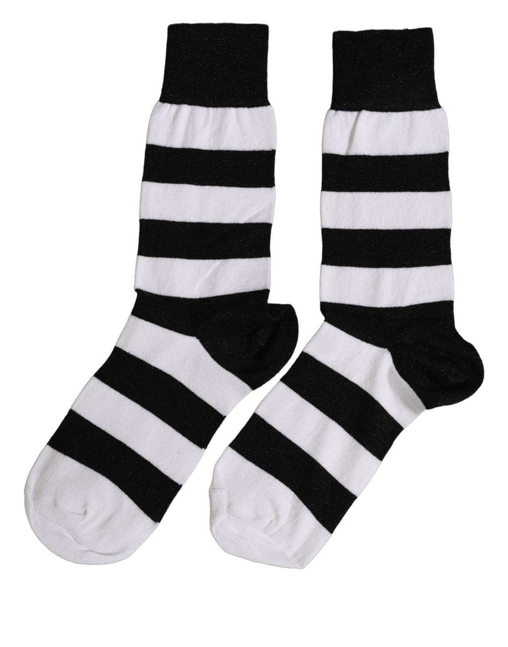 Dolce & Gabbana Black White Stripes Mid Calf Accessory Socks