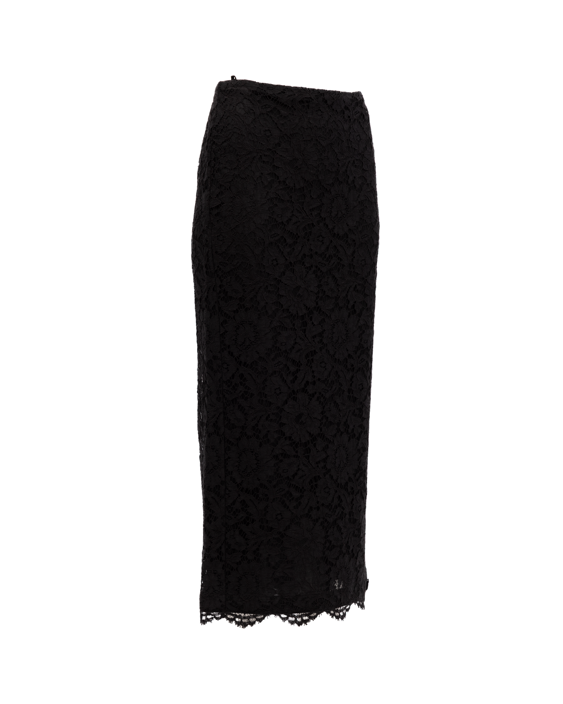 Valentino Garavani Women Black Lace Skirt