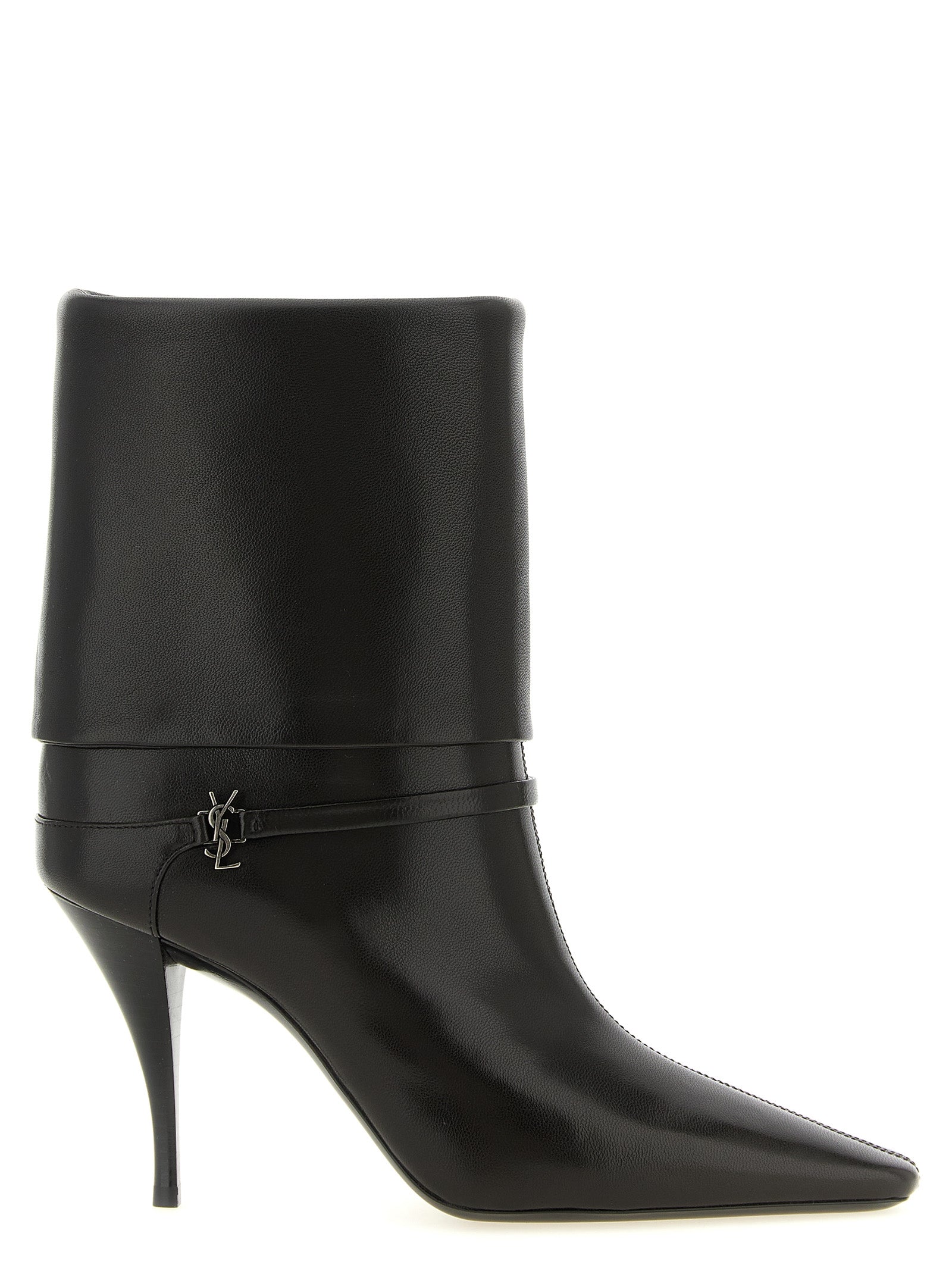 Saint Laurent Brown Lamb Leather Ankle Boots