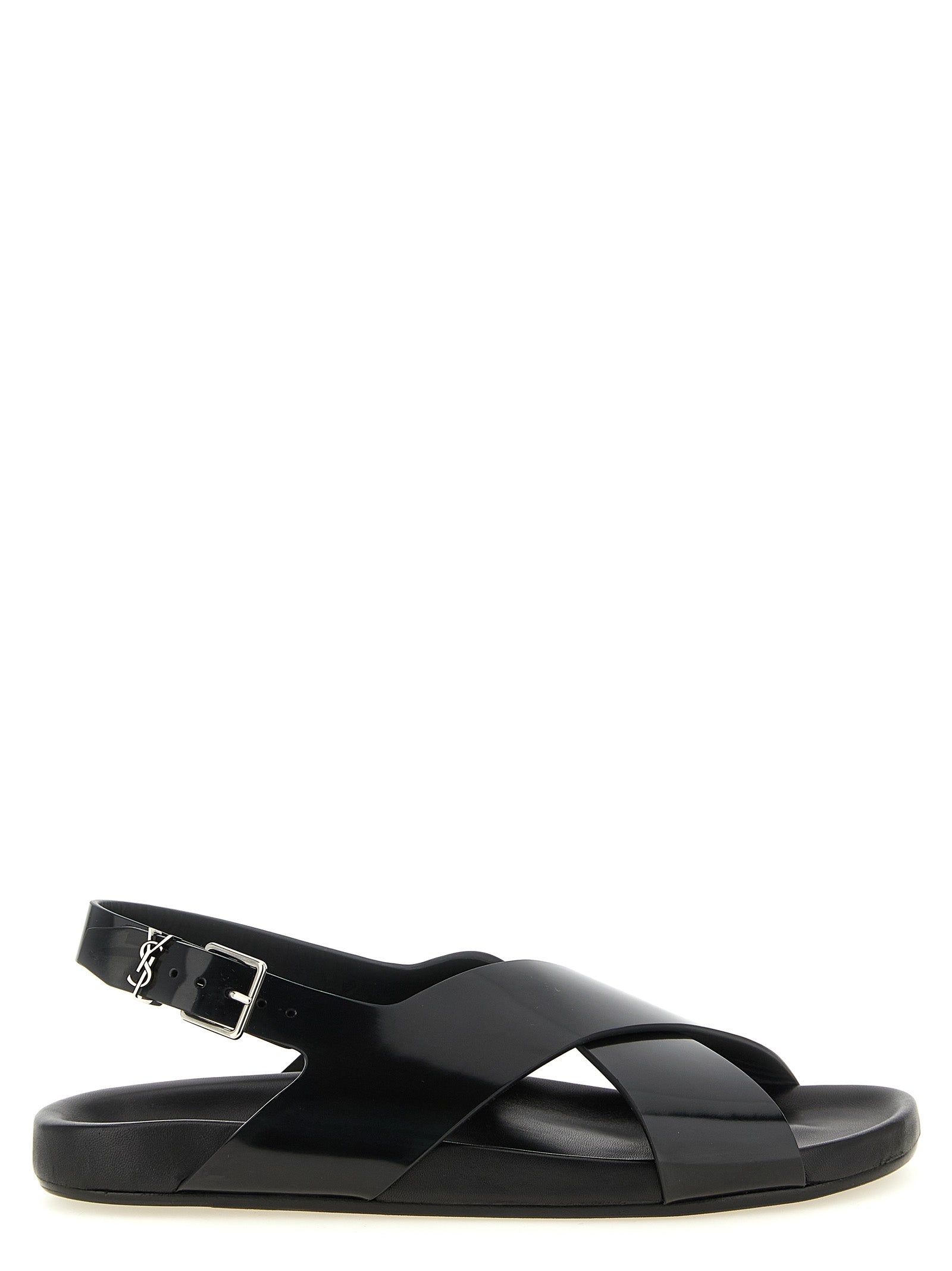 Saint Laurent Black Calfskin Flat Sandals