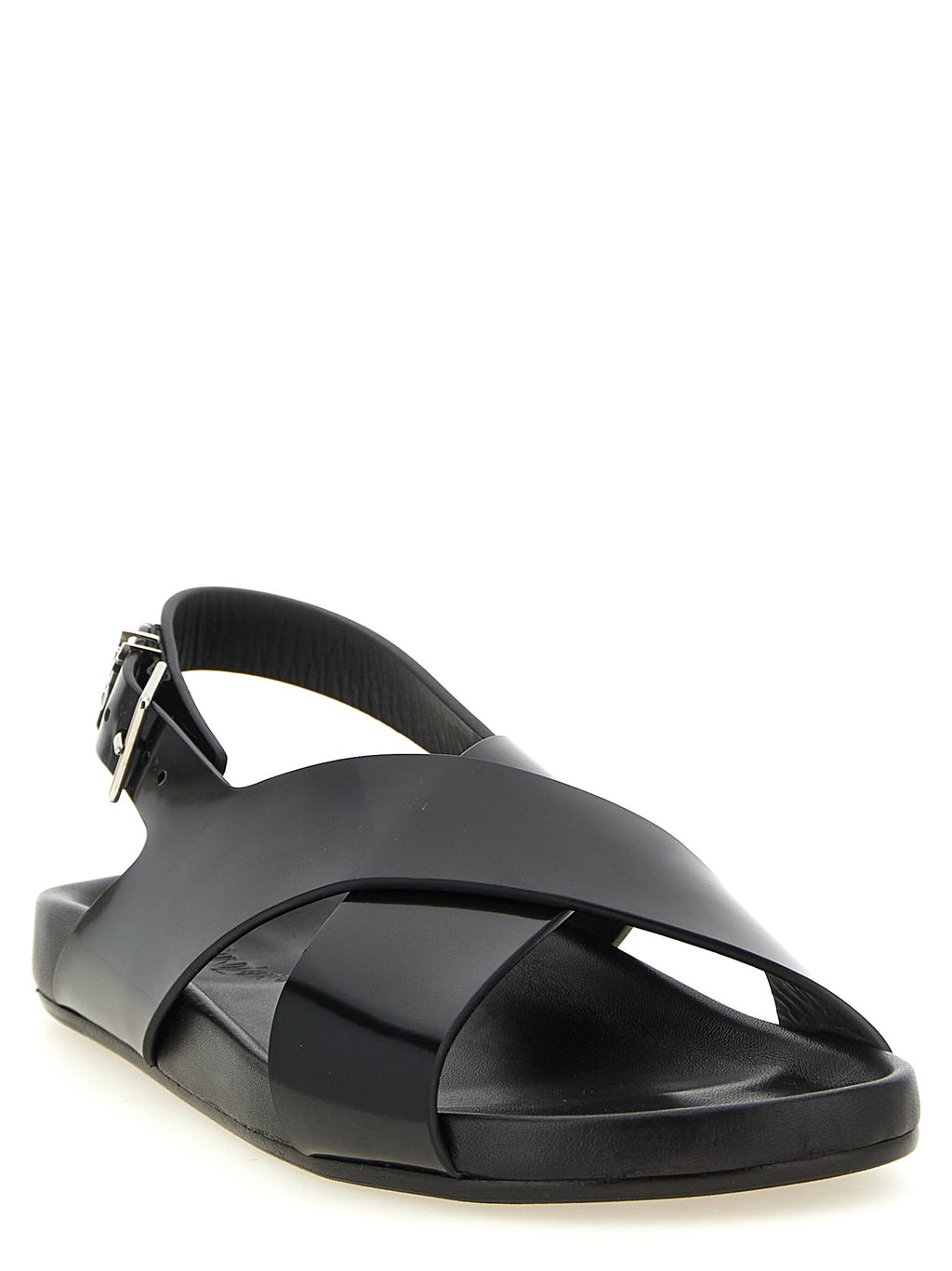 Saint Laurent Black Calfskin Flat Sandals
