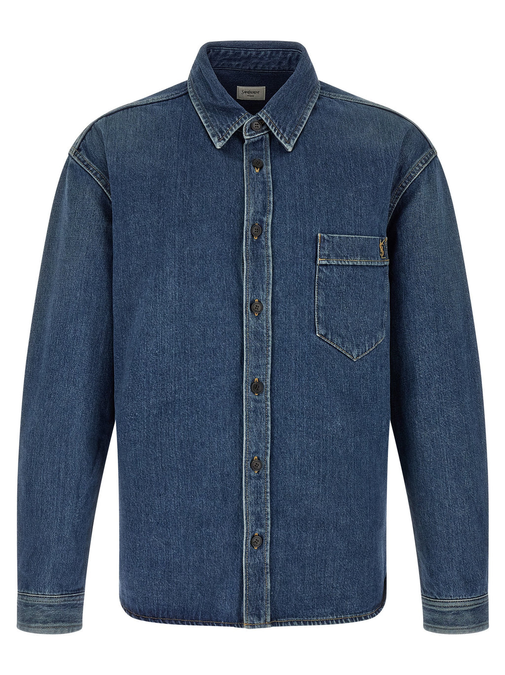 Saint Laurent Blue Cotton Blouse