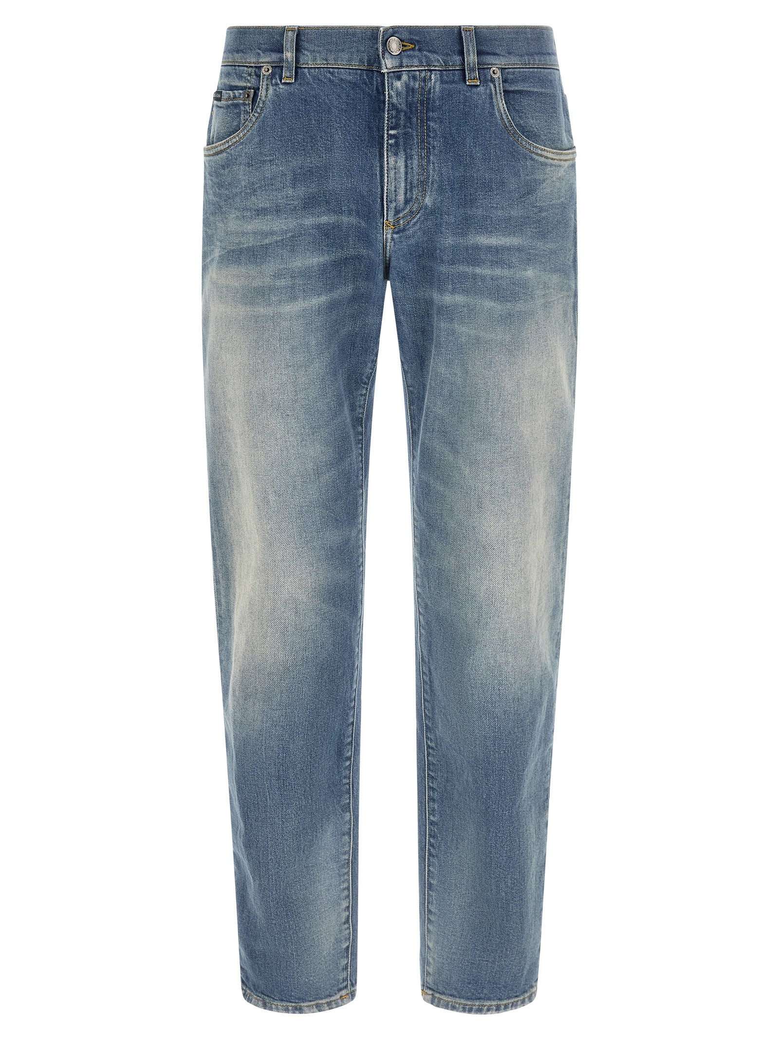Dolce & Gabbana Blue Cotton Straight-Leg Jeans