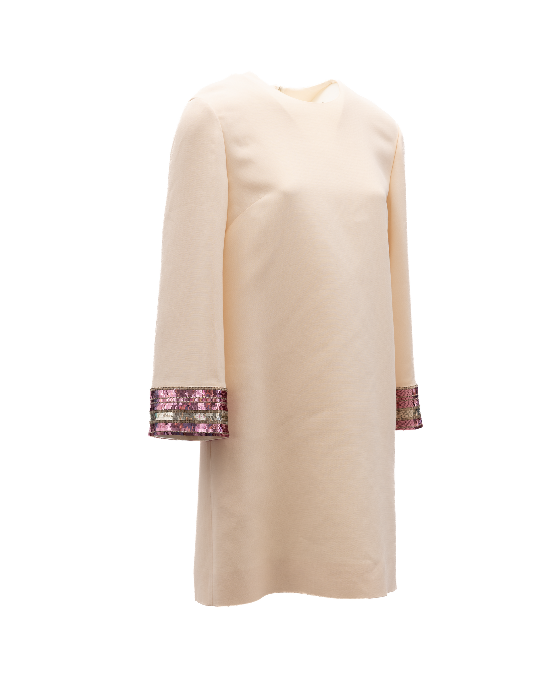 Valentino Garavani Women Cream Dress With Multi-Colored Sequin Cuffs